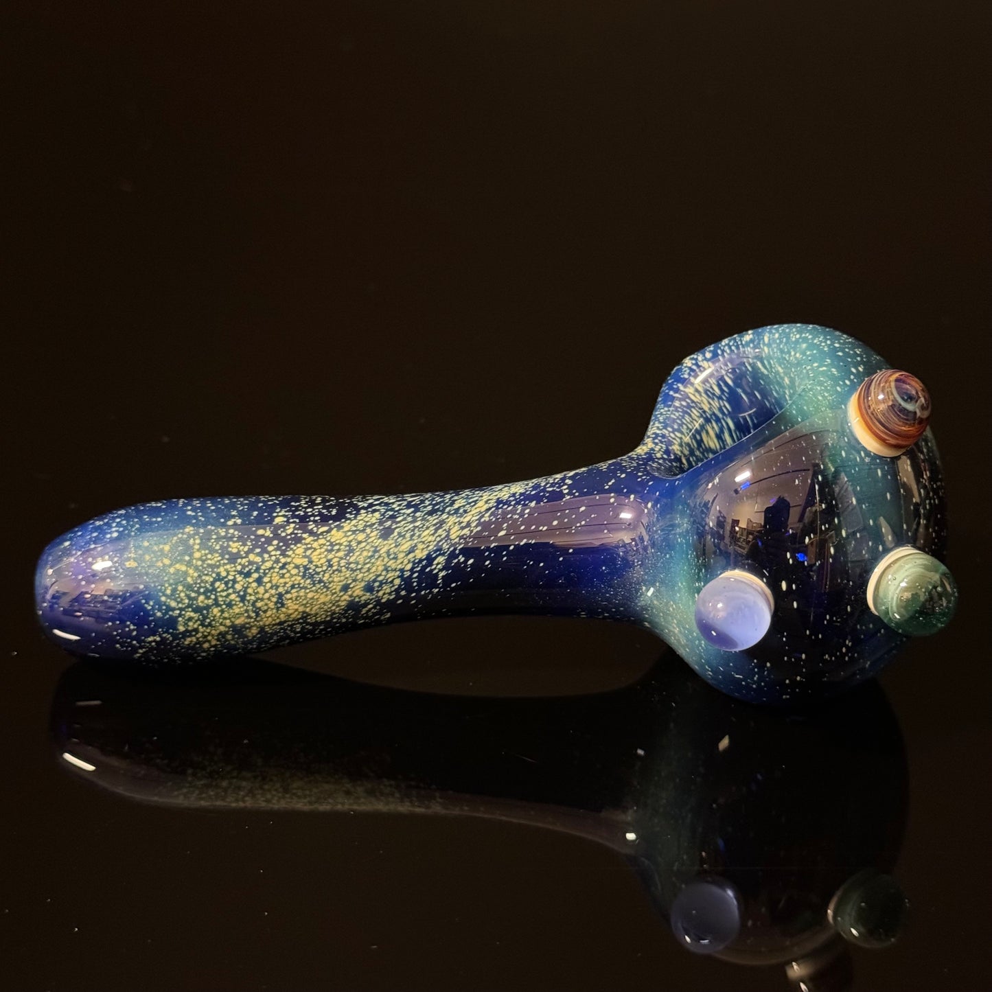 Blue Space Galaxy Nebula Glass Pipe Silver Fumed Glass Pipe, Heady Hand Blown