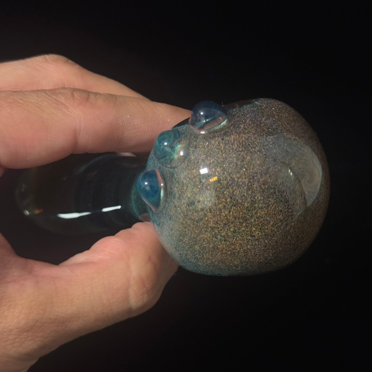 Heavy Inside out Sparkle Blue & Red Glass Pipe Heady Pipe Hand Blown