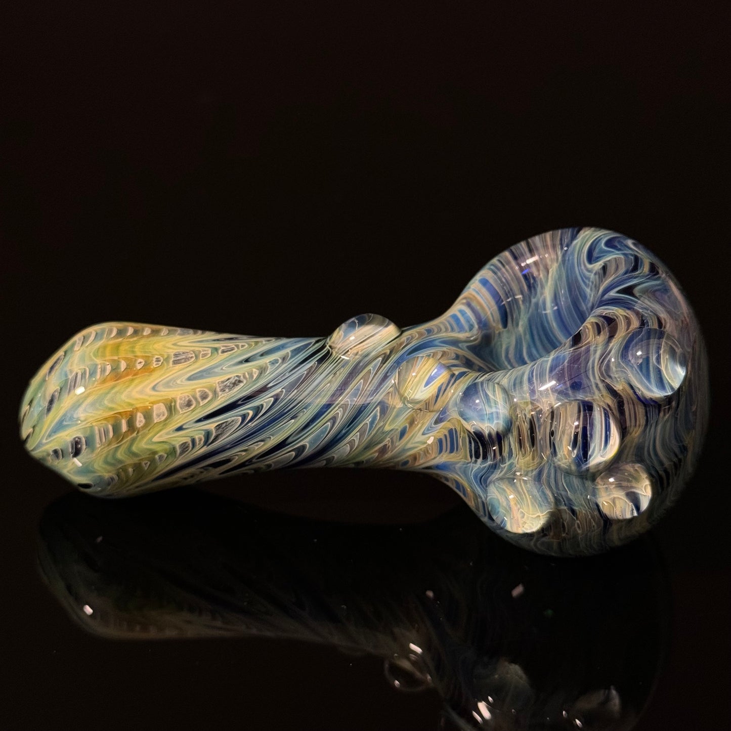 Blue & Green Cobalt Wrapped Color Glass Heady Pipe Hand Blown