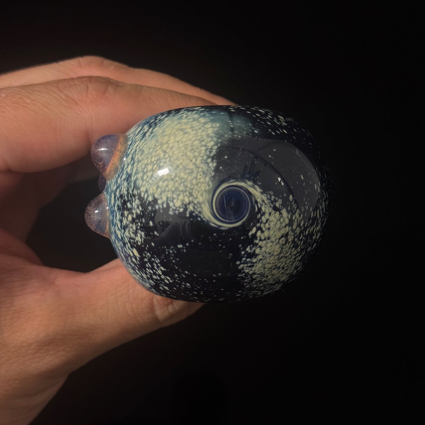 Galaxy Pipe Cobalt Space Pipe W/ Color Change Marbles - Slyme to Pink Slyme Fumed Cobalt Glass Pipe, Heady Hand Blown