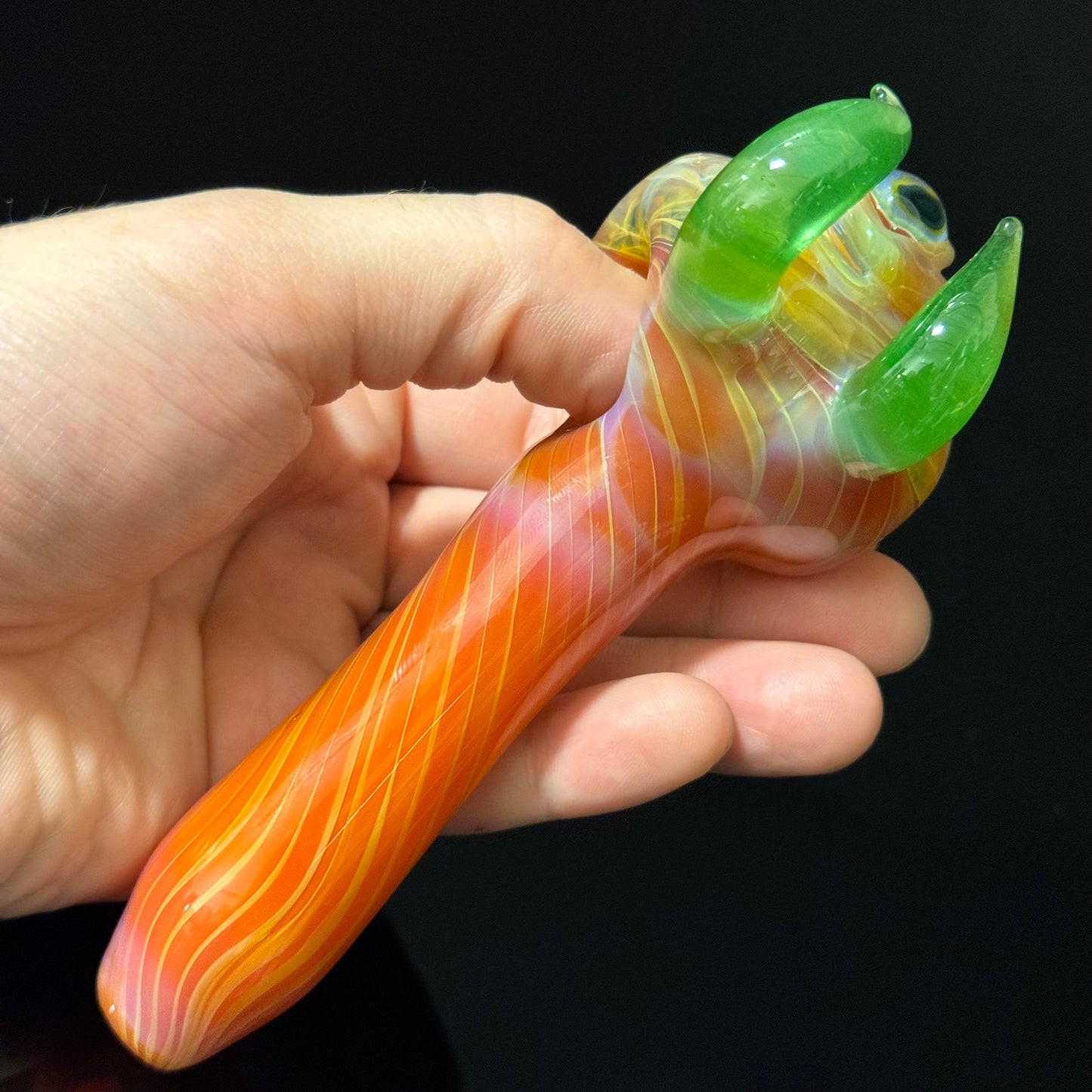 Orange Eyeball Monster Glass Heady Pipe Hand Blown