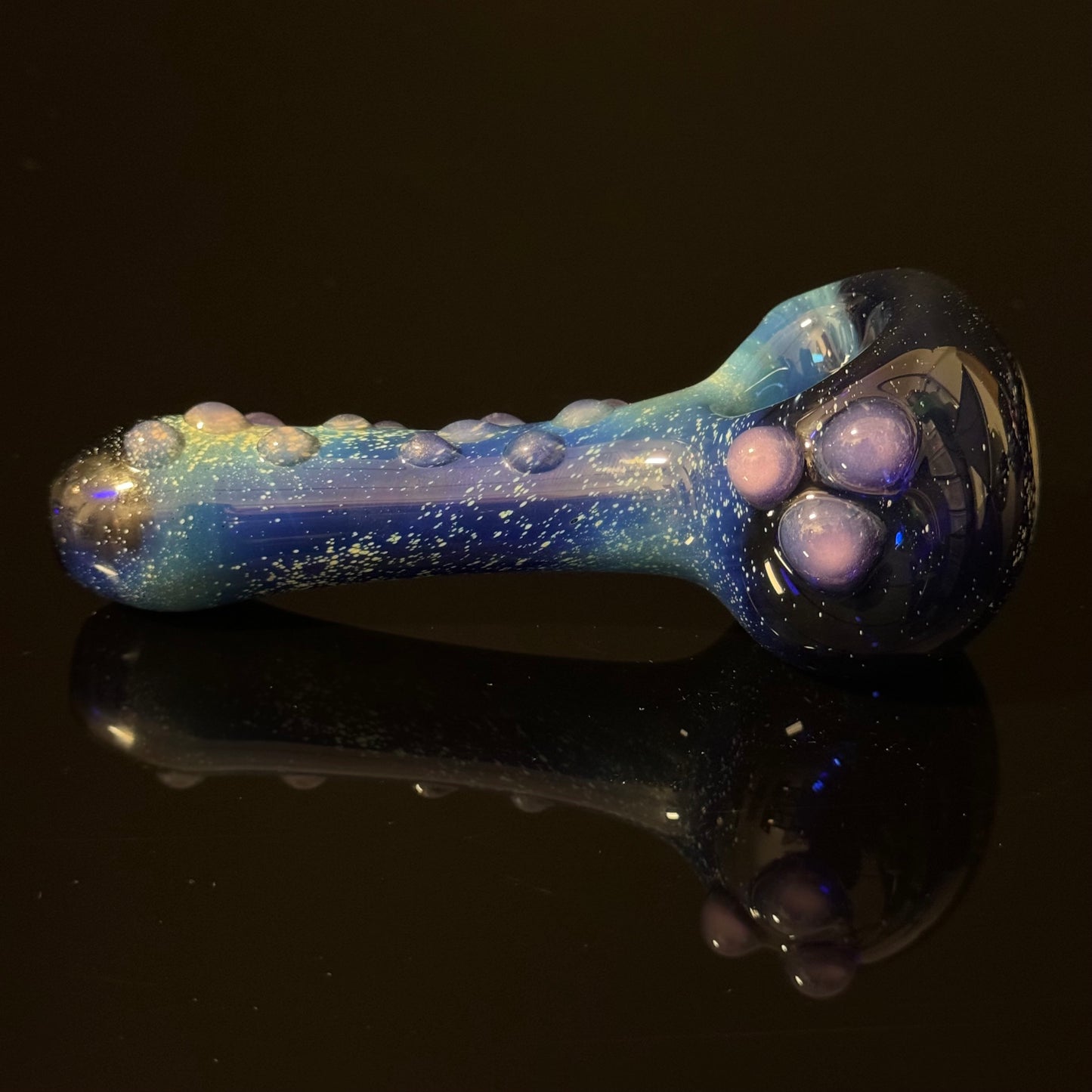 Blue Pink Slyme Space Galaxy Nebula Glass Pipe Silver Fumed Glass Pipe, Heady Hand Blown