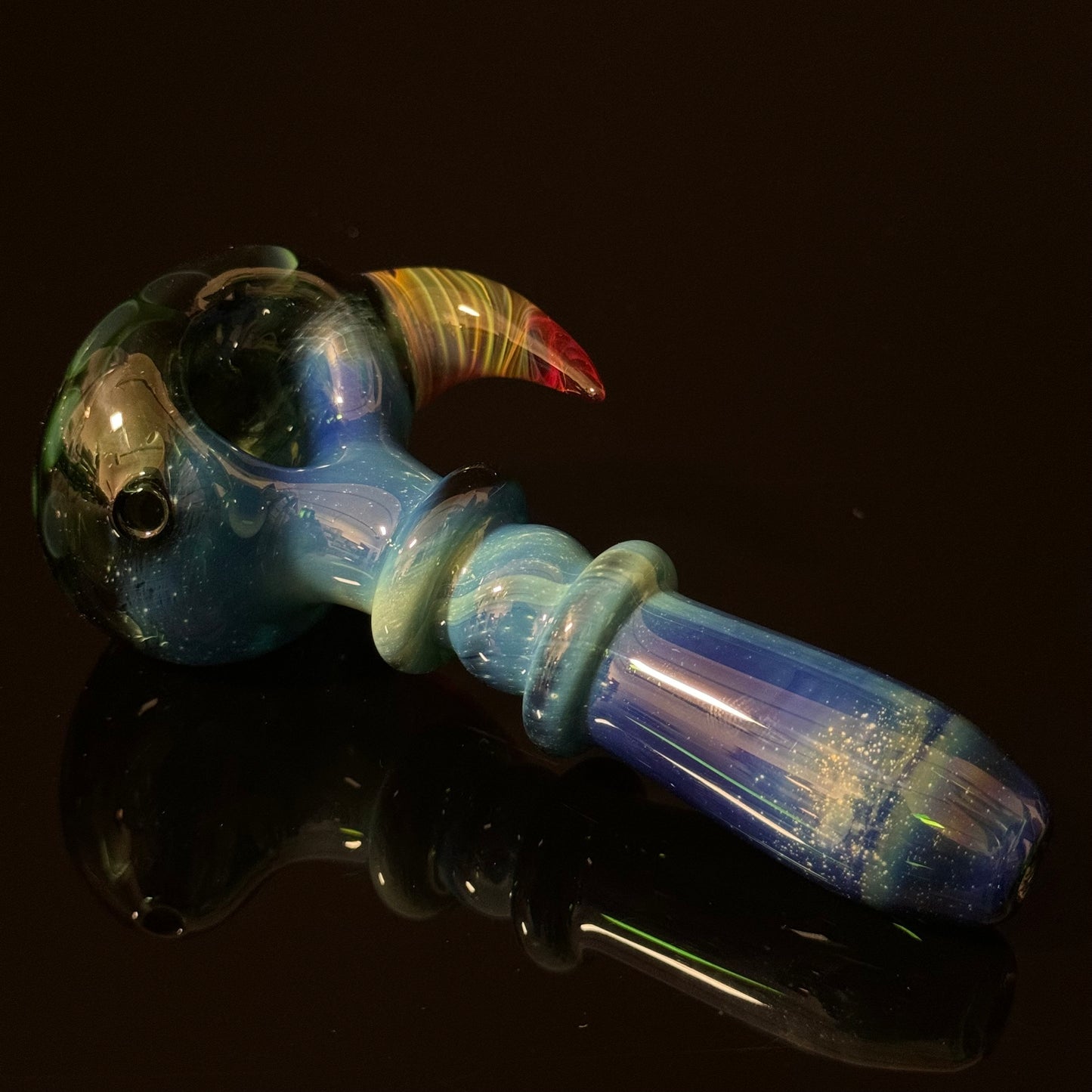 Blue Green Honeycomb Glass Heady Pipe Hand Blown