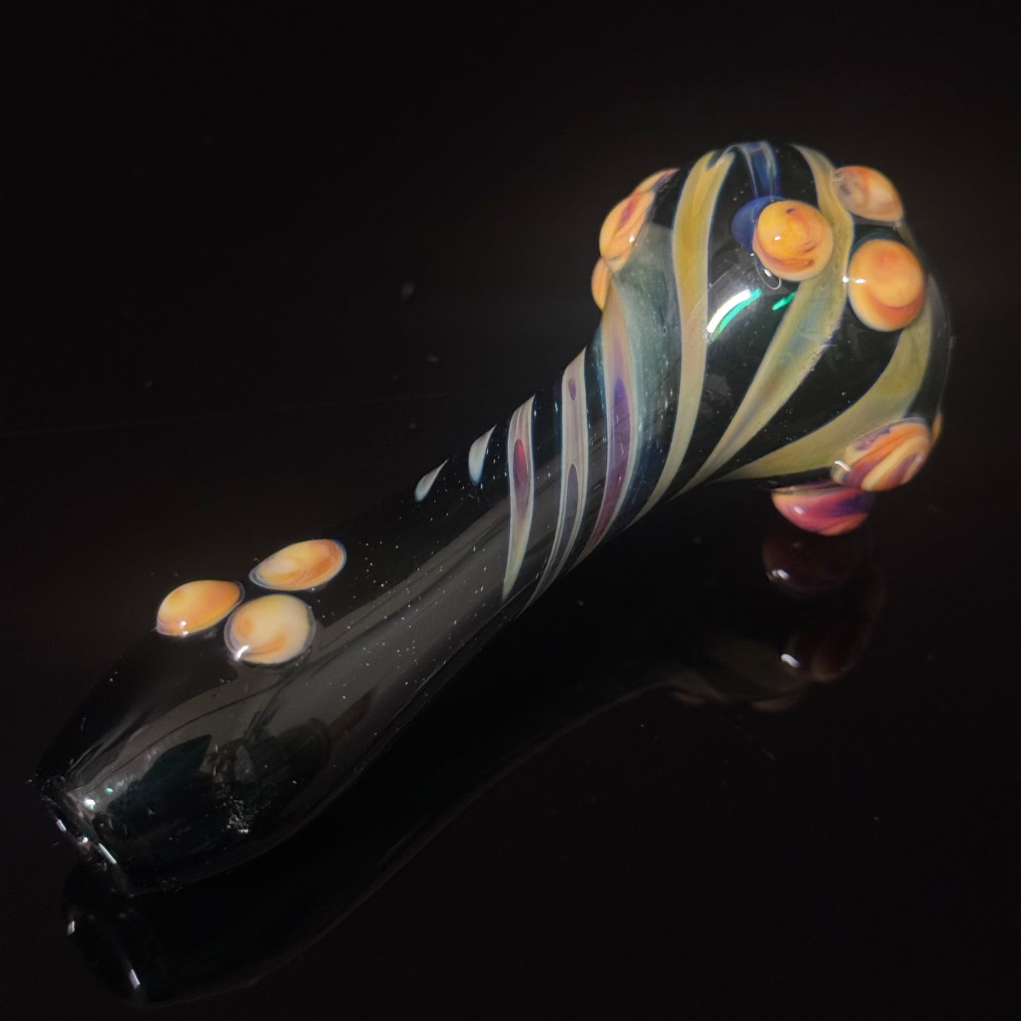 Heavy Green Silver Fumed Glass Heady Chillim Pipe Hand Blown