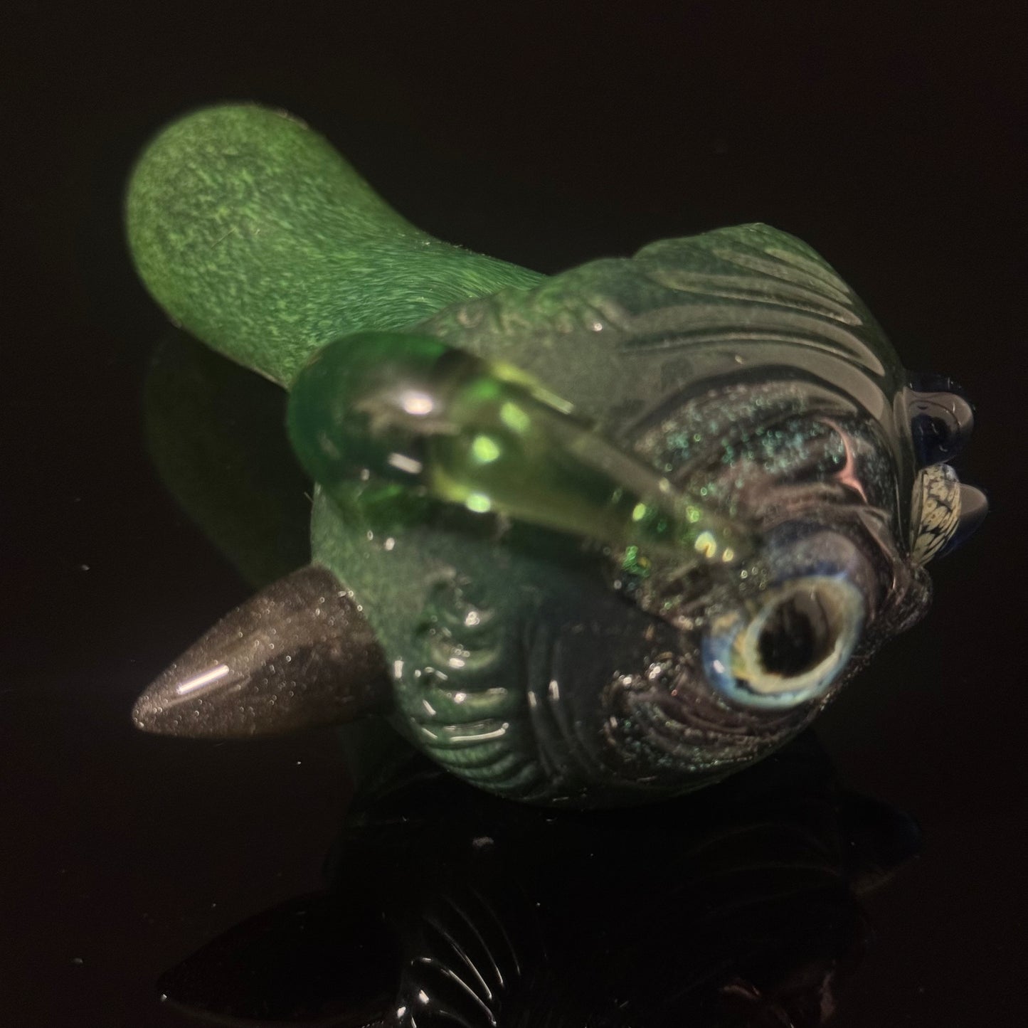 Eyeball Monster Dichro Sparke Green Glass Heady Pipe Hand Blown