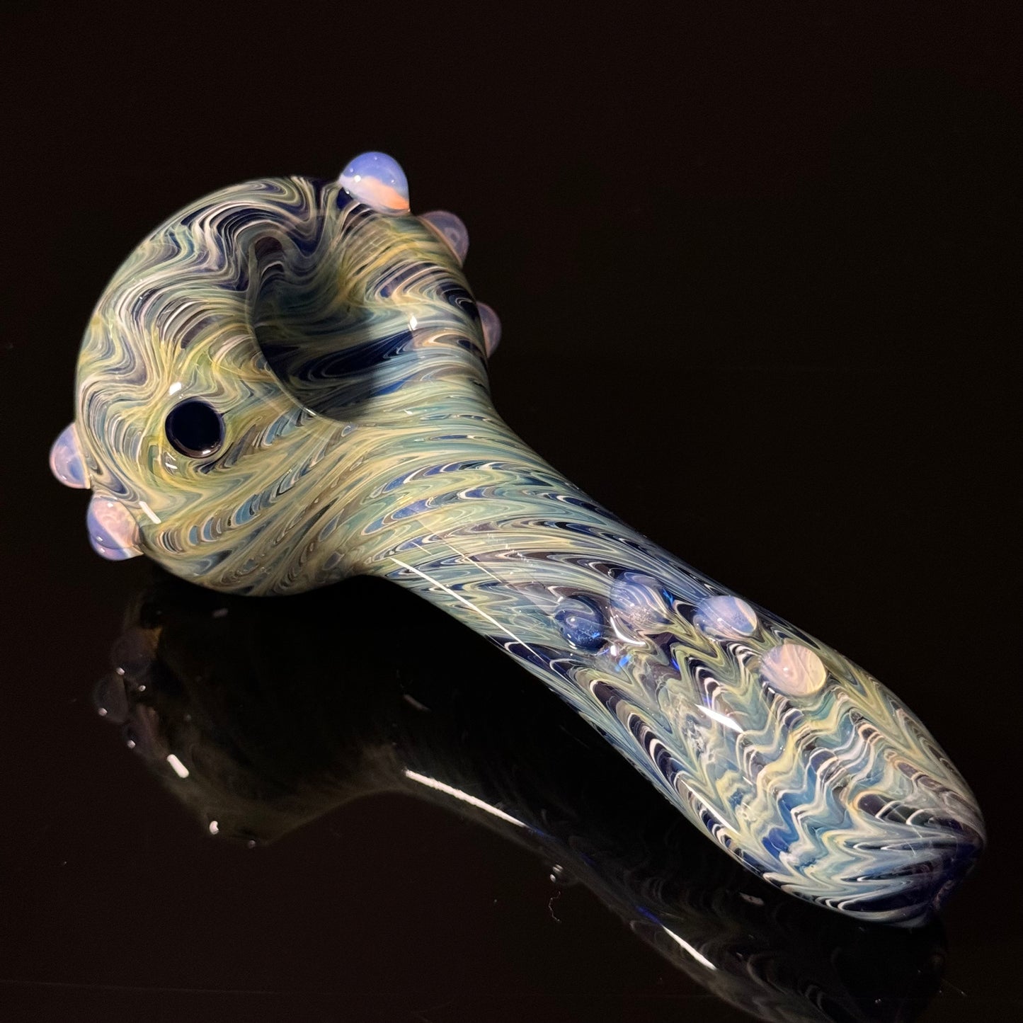 Blue & Green Cobalt Wrapped Color Glass Heady Pipe Hand Blown