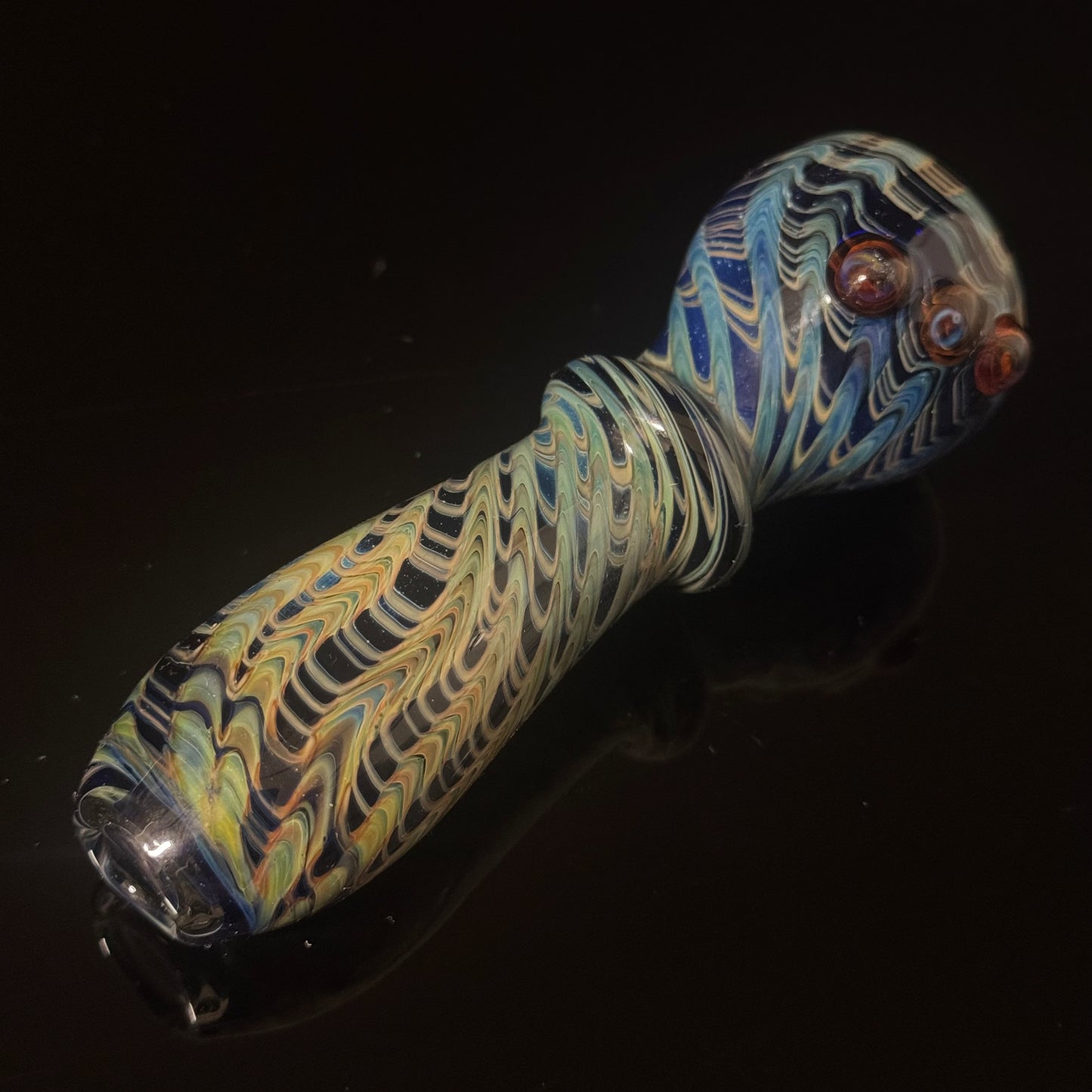 Heavy Cobalt Blue Silver Fumed Glass Heady Chillim Pipe Hand Blown