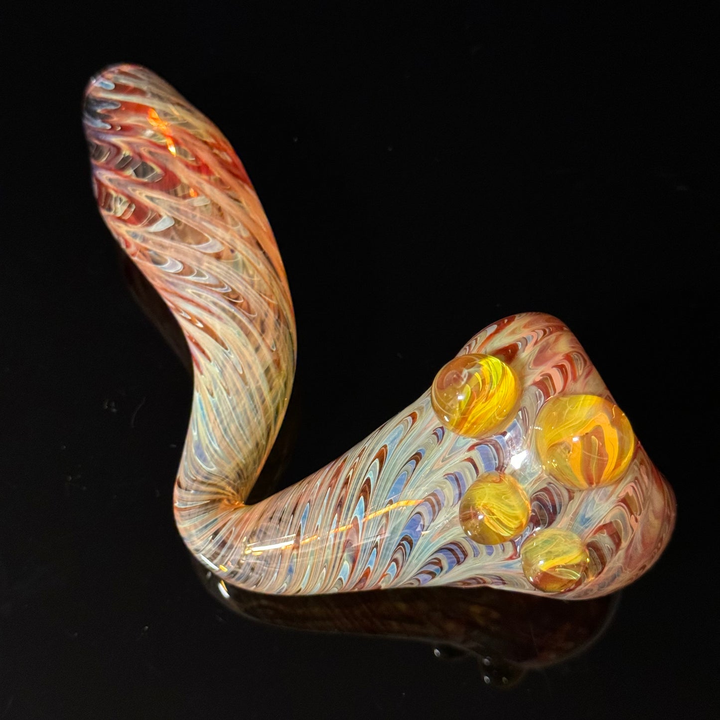 Red Wrapped Silver Fumed Color Changing Glass Sherlock Pipe, Heady Hand Blown