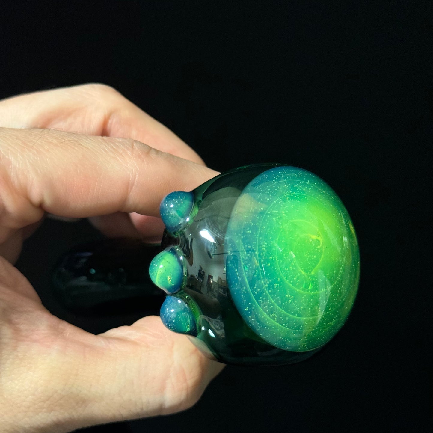 Green with Pink Slyme Glass Heady Pipe Hand Blown