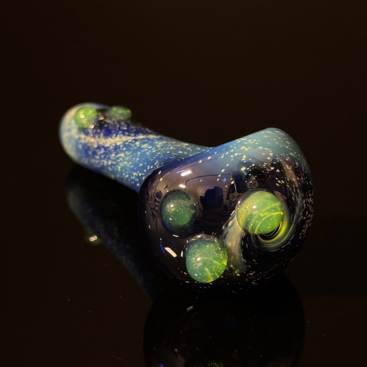 Blue with Slyme Space Galaxy Nebula Glass Pipe Silver Fumed Glass Pipe, Heady Hand Blown