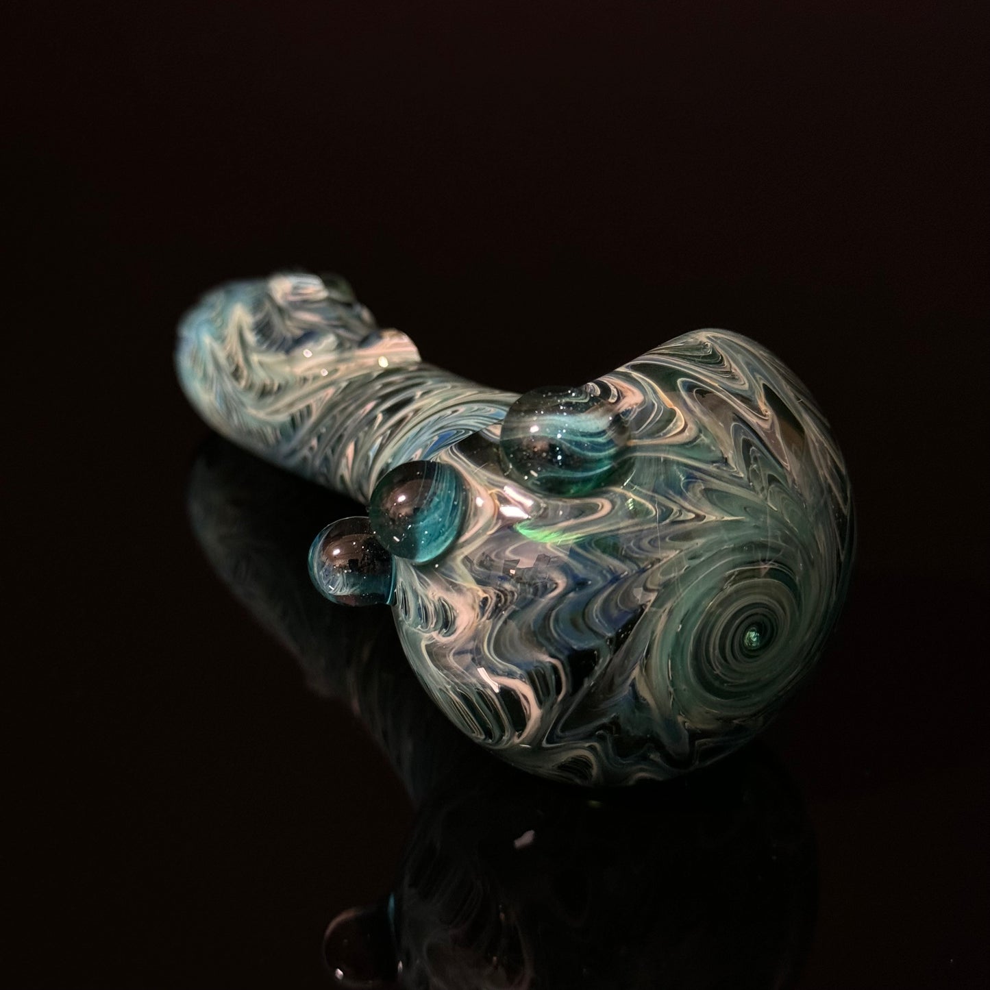 Sparkle Blue & Green Cobalt Wrapped Color Glass Heady Pipe Hand Blown