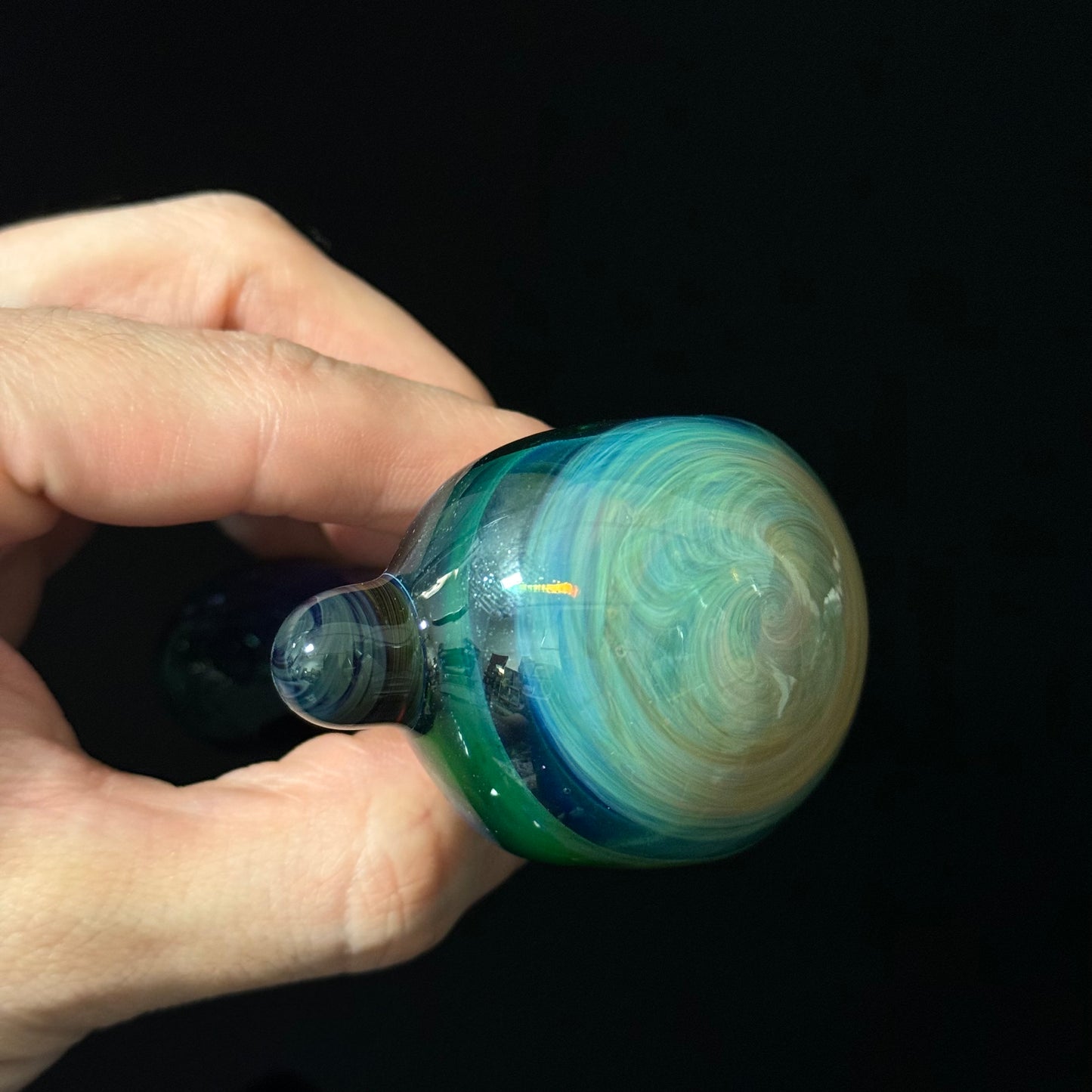 Blue Fumed Cobalt Wrapped Color Glass Heady Pipe Hand Blown