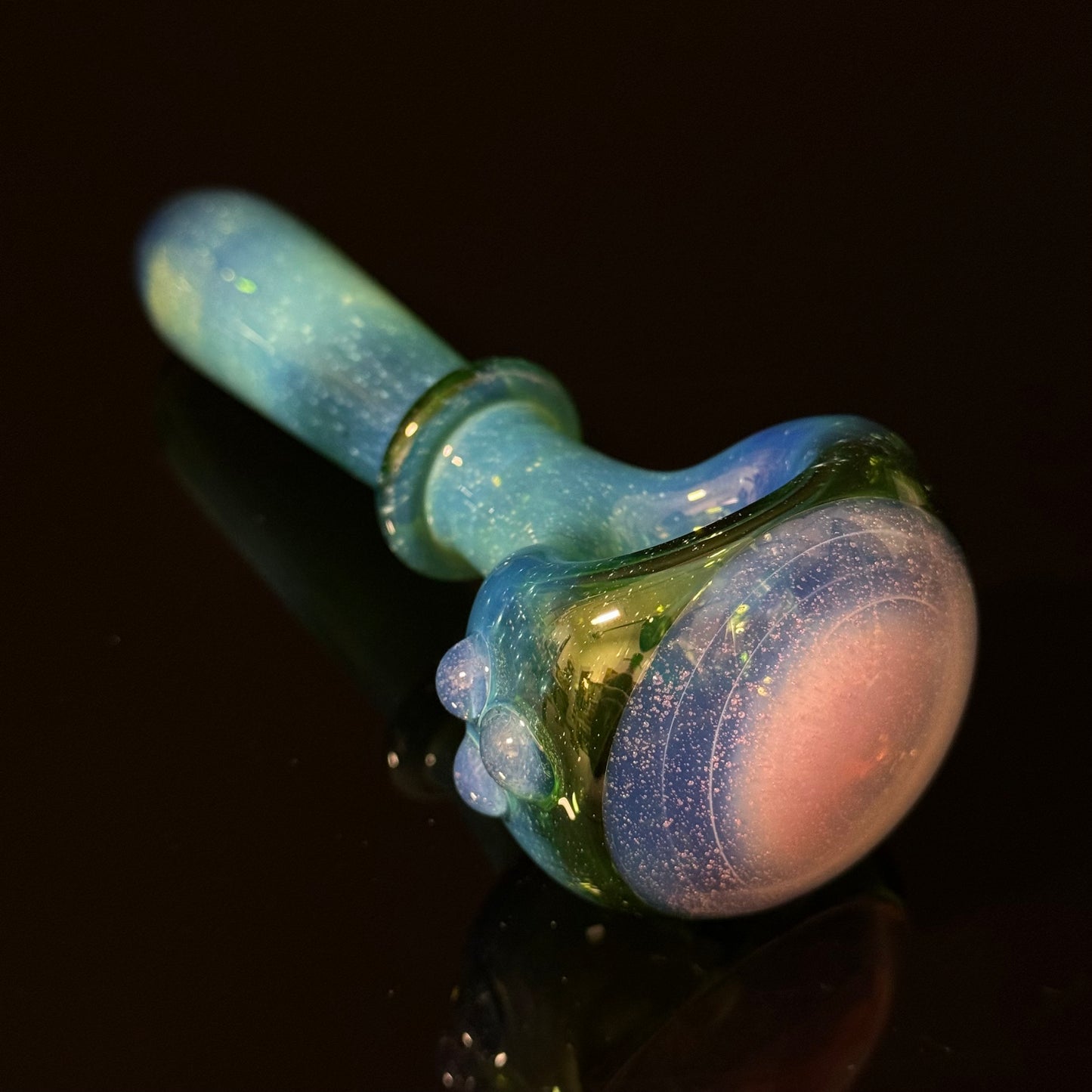 Green with Pink Slyme Glass Heady Pipe Hand Blown