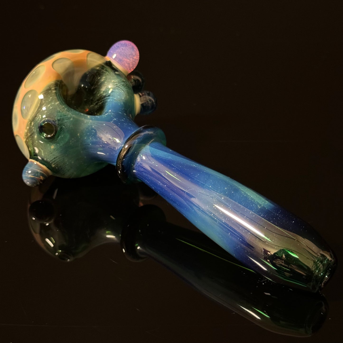 Blue Green Honeycomb Space Glass Pipe