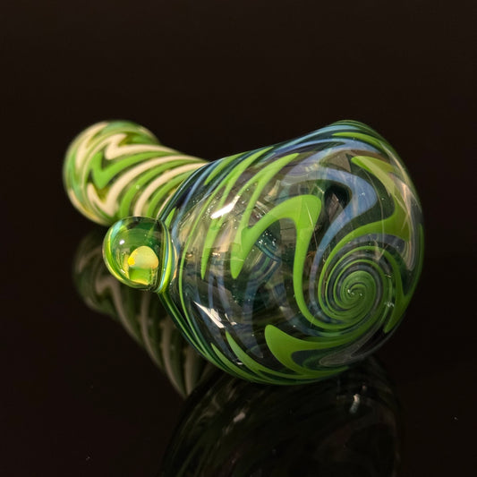 Full Linework Switchback Glass Pipe, Heady Hand Blown with An Opal