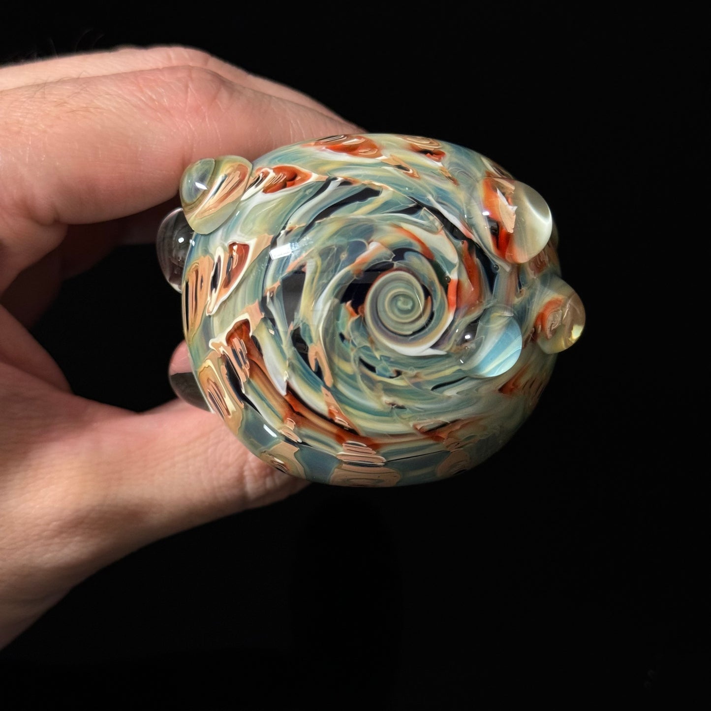 Blue & Green Multicolor Cobalt Wrapped Color Glass Heady Pipe Hand Blown