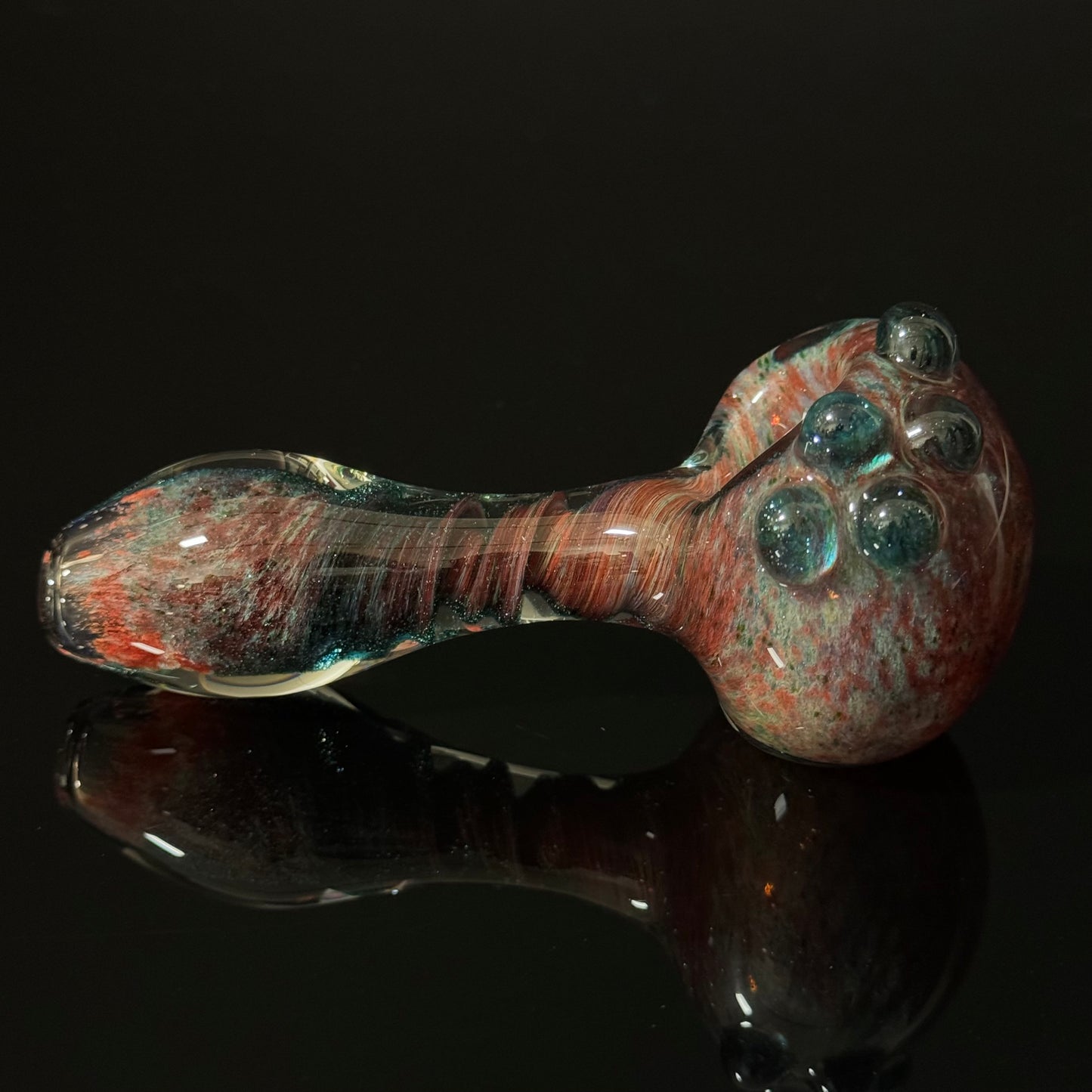 Heavy Inside out Sparkle Blue, Red & White Glass Pipe Heady Pipe Hand Blown