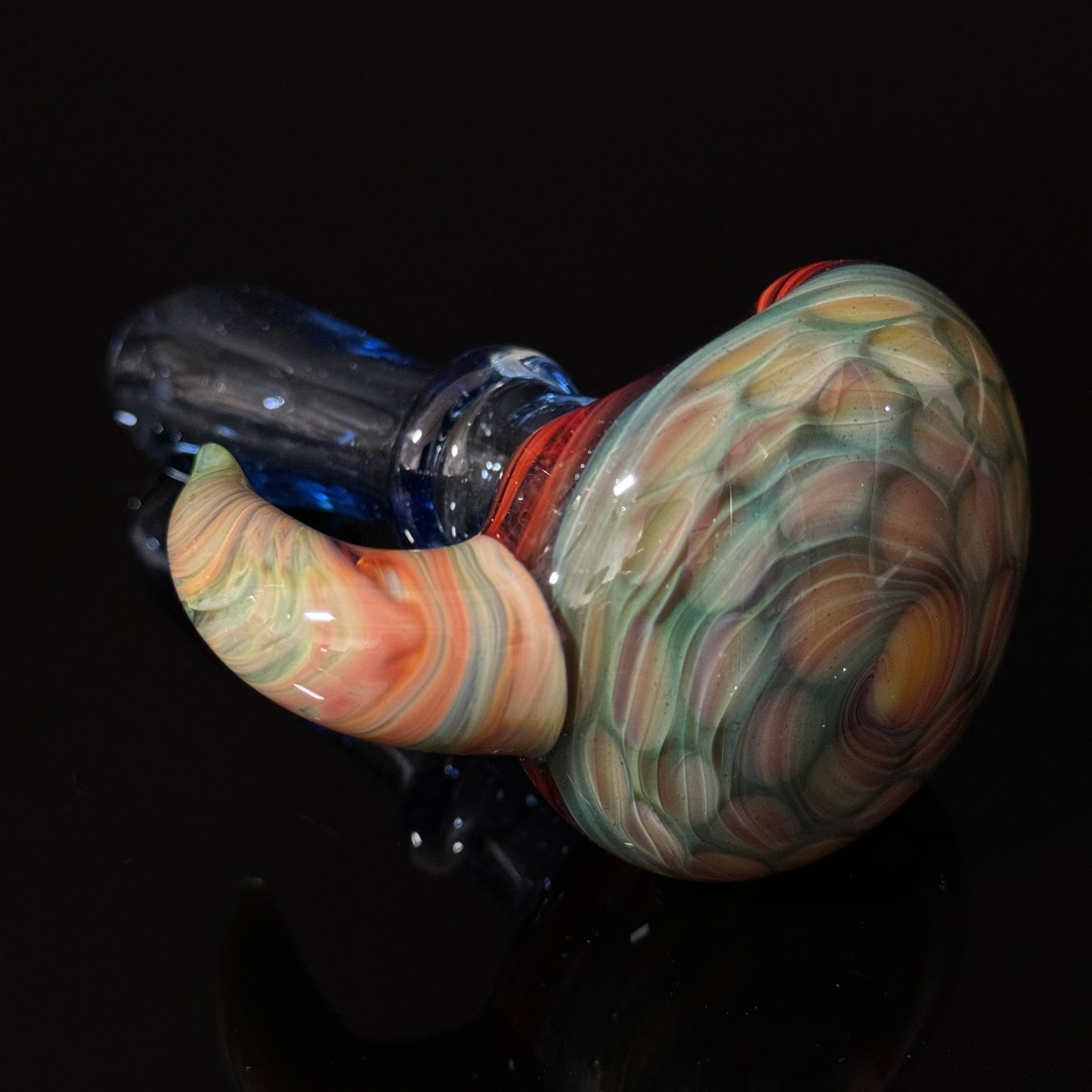 Blue Green Honeycomb Glass Heady Pipe Hand Blown