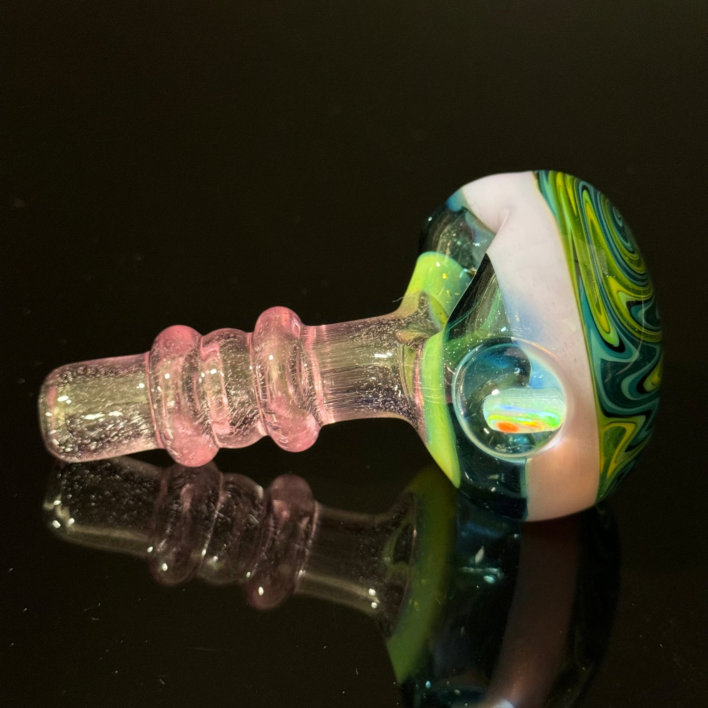 Small Full Color Linework Glass Pipe, Heady Hand Blown with An Opal