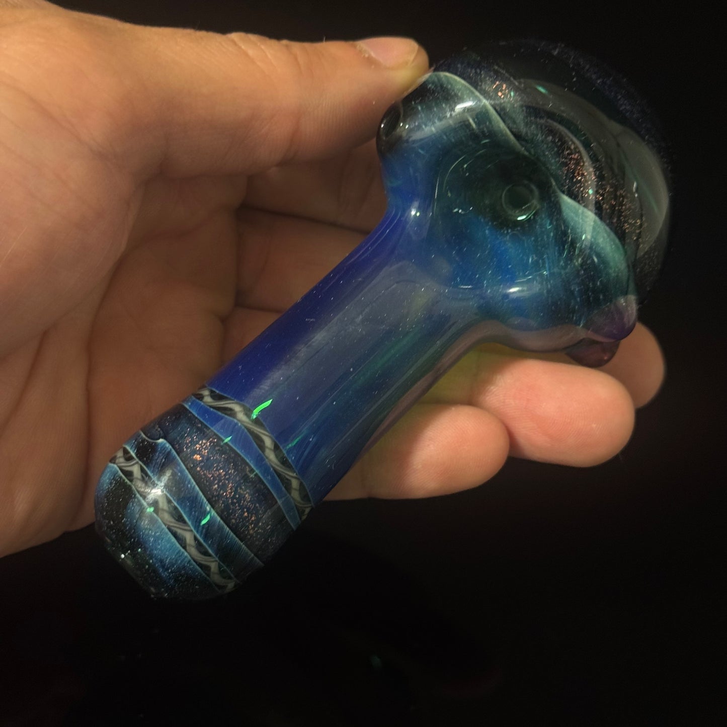 Dichro Sparke Green Glass Heady Pipe Hand Blown