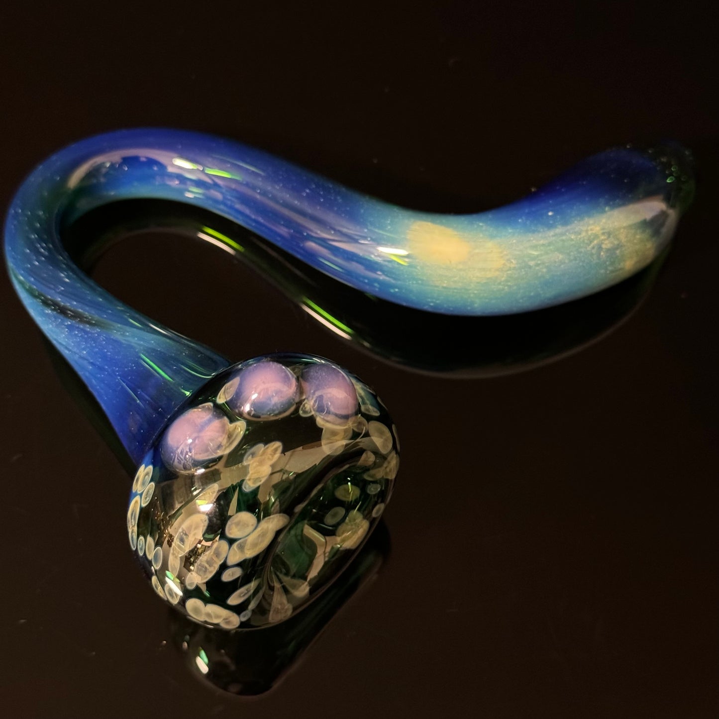 Galaxy Space Silver Fumed Cobalt Glass Sherlock Pipe, Heady Hand Blown