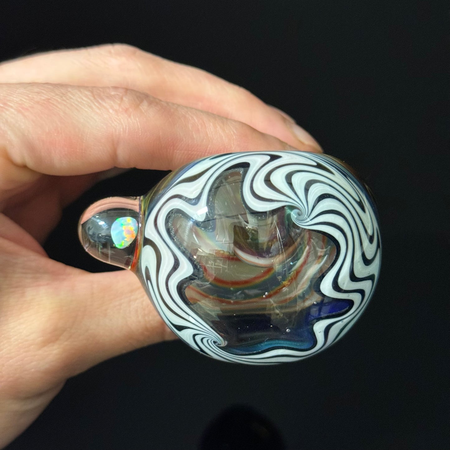 Full Linework Glass Pipe, Heady Hand Blown with An Opal