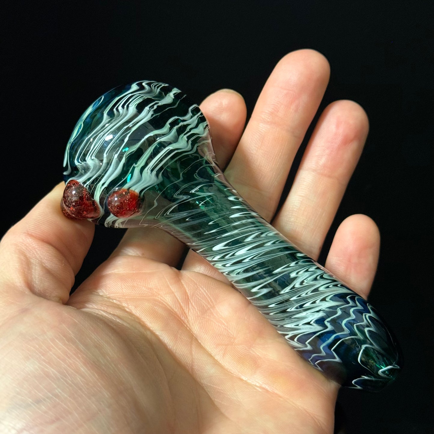 Blue Cobalt Wrapped Color Glass Heady Pipe Hand Blown