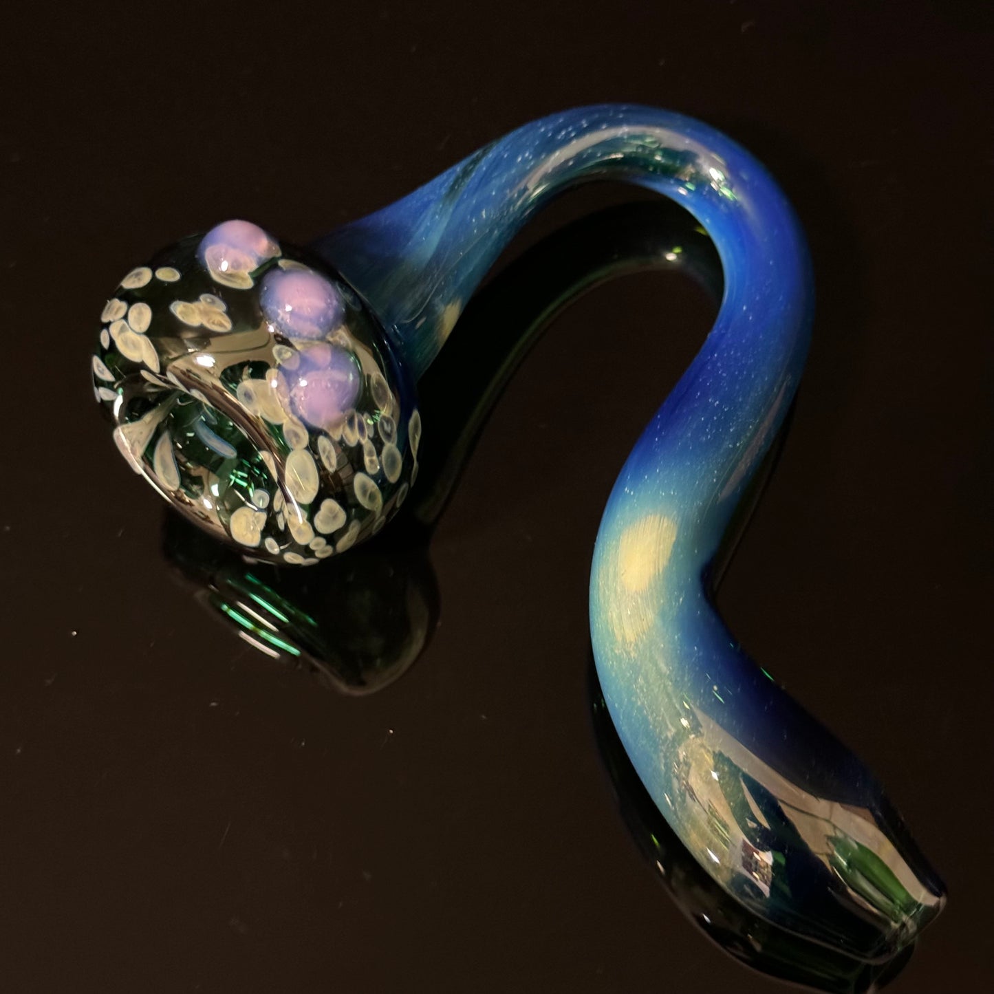 Galaxy Space Silver Fumed Cobalt Glass Sherlock Pipe, Heady Hand Blown