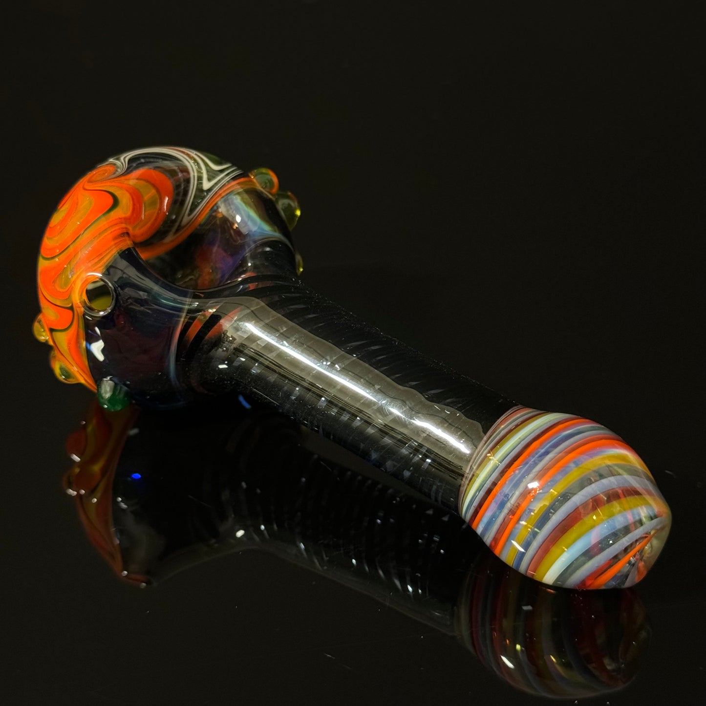 Full Linework Switchback Glass Pipe, Heady Hand Blown with An Opal