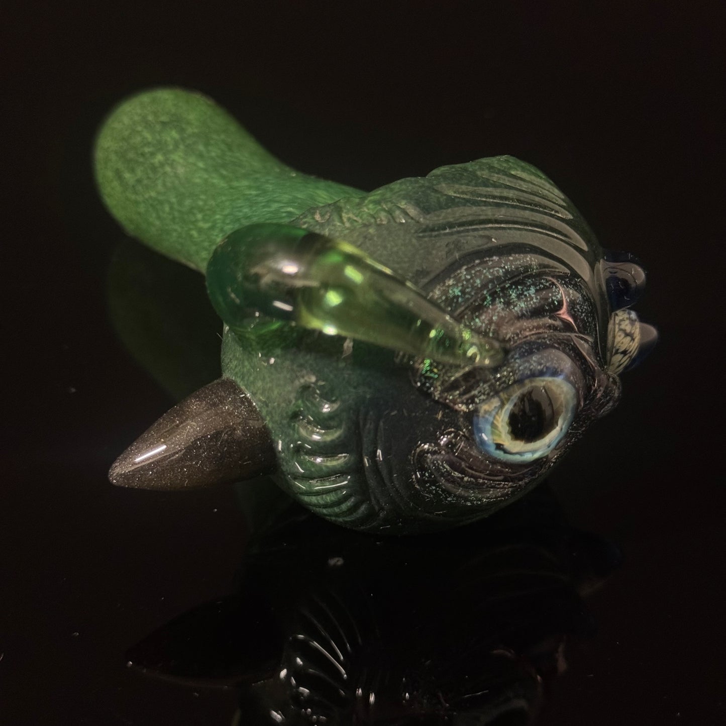 Eyeball Monster Dichro Sparke Green Glass Heady Pipe Hand Blown