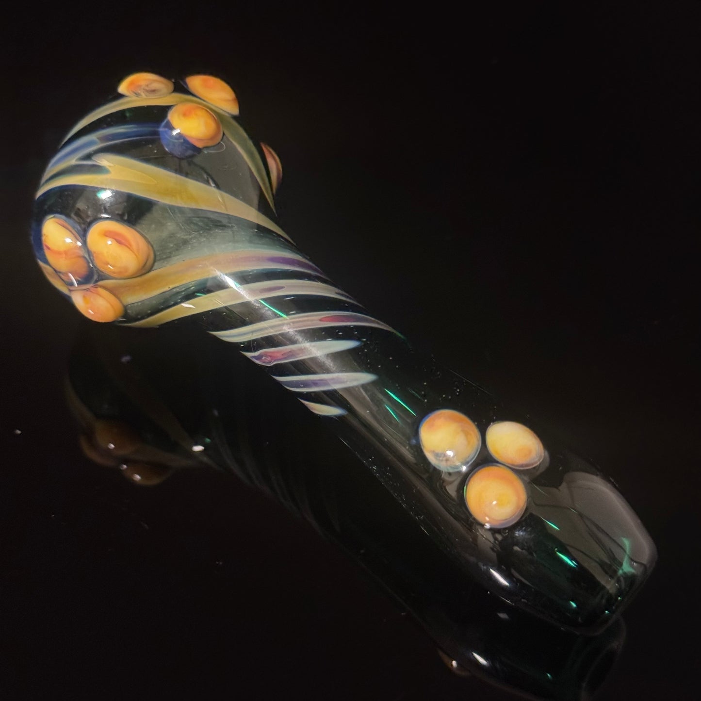 Heavy Green Silver Fumed Glass Heady Chillim Pipe Hand Blown