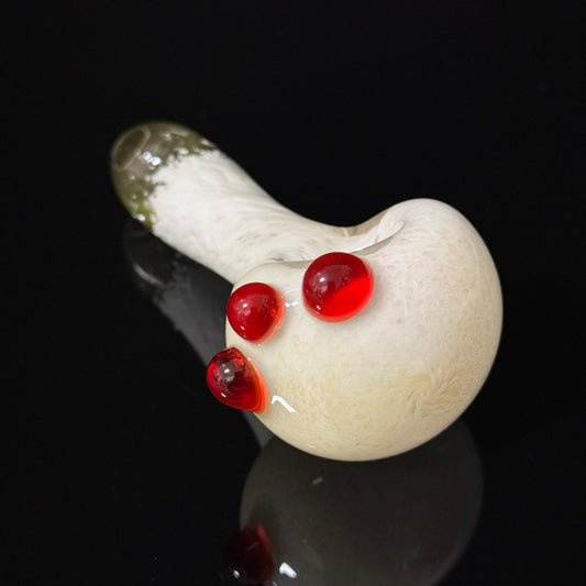 White Inside Out Glass Pipe Heady Pipe Hand Blown Extra Thick