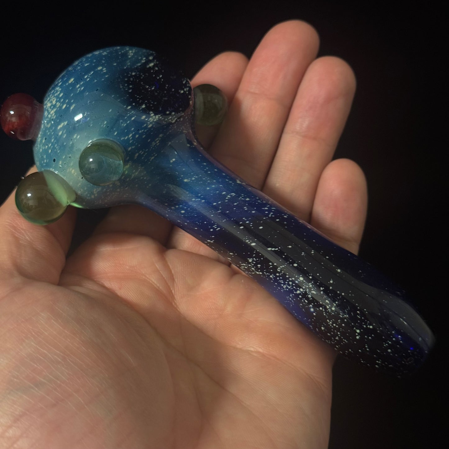 Blue with Slyme Space Galaxy Nebula Glass Pipe Silver Fumed Glass Pipe, Heady Hand Blown