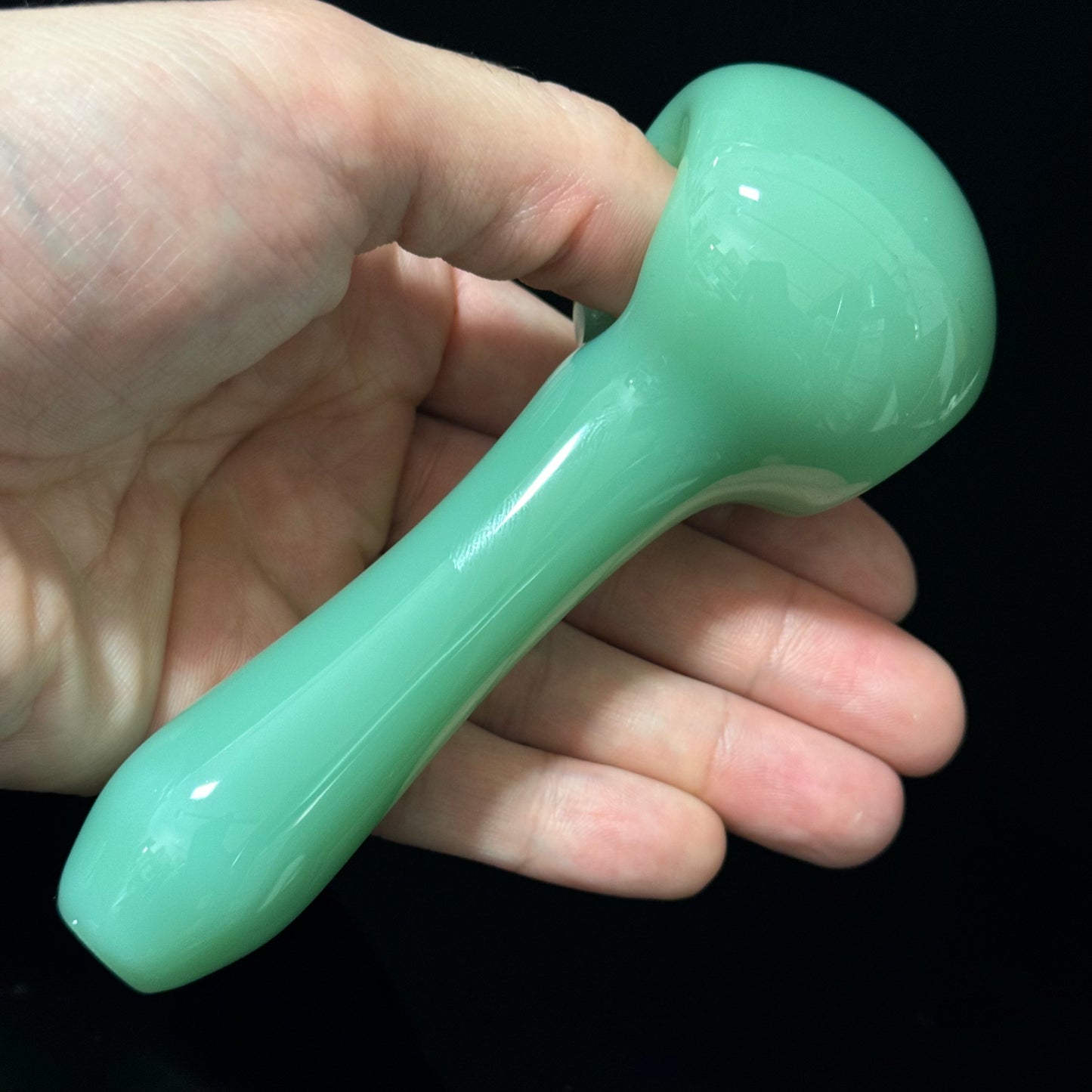 Solid Teal Color Glass Heady Pipe Hand Blown