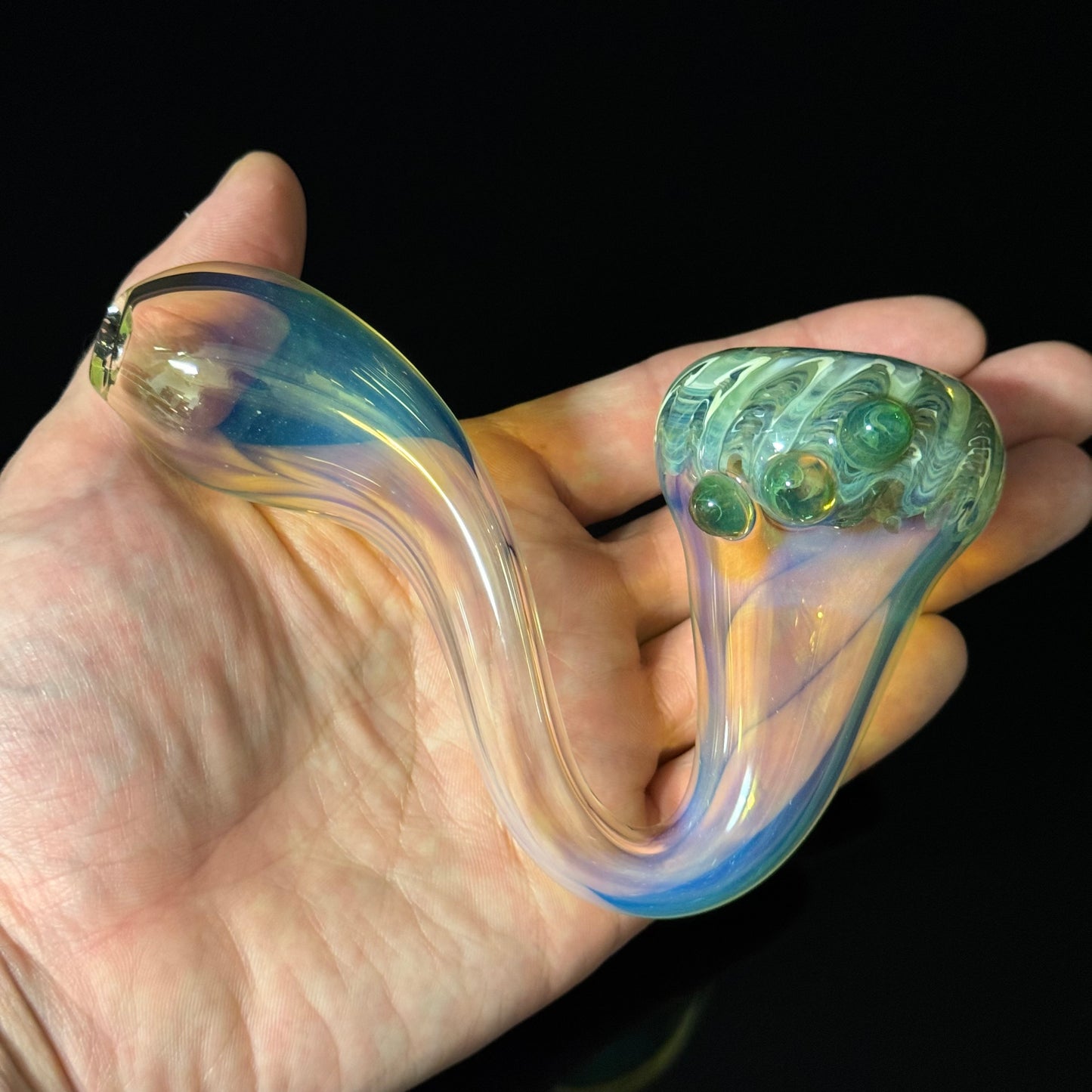 Silver Fumed Color Changing Glass Sherlock Pipe, Heady Hand Blown