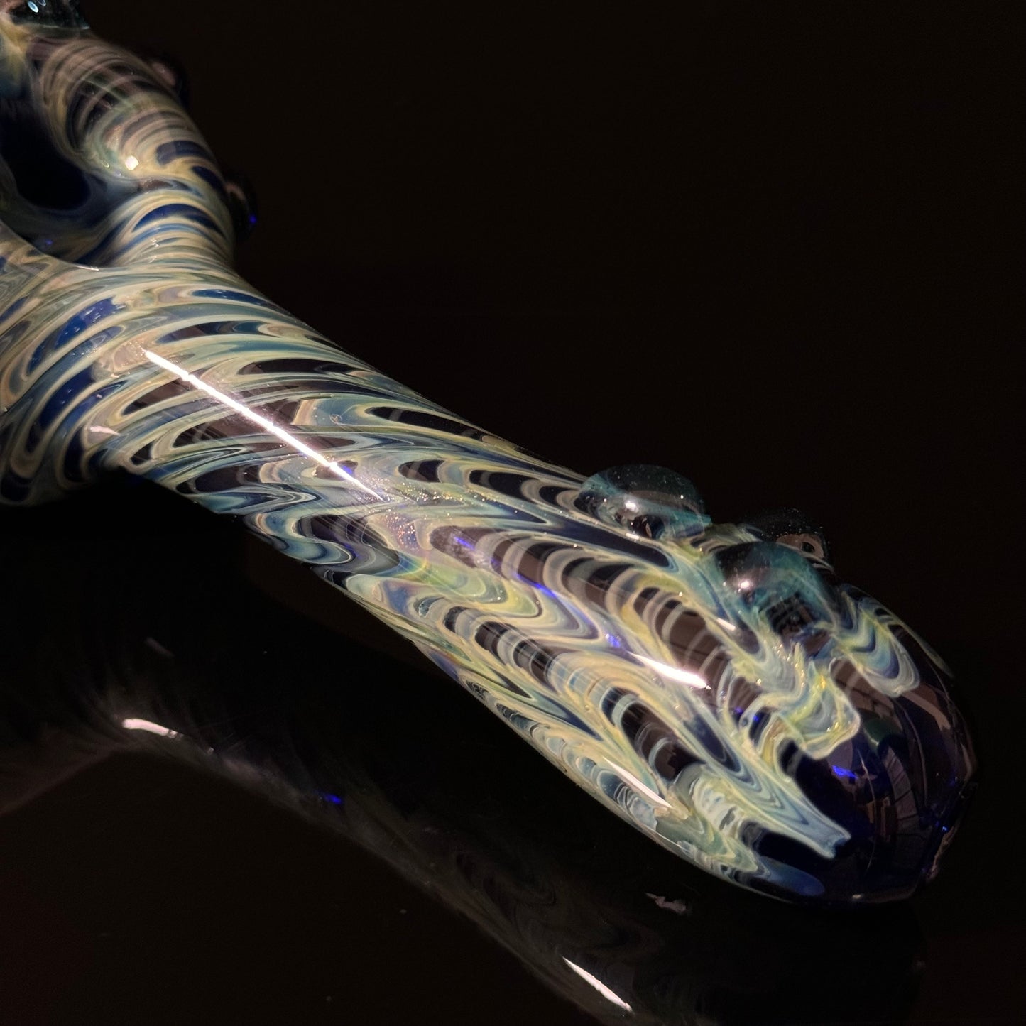 Blue Cobalt Wrapped Color Glass Heady Pipe Hand Blown