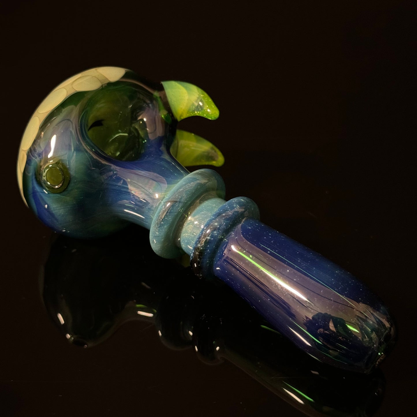 Blue Green Honeycomb Glass Heady Pipe Hand Blown