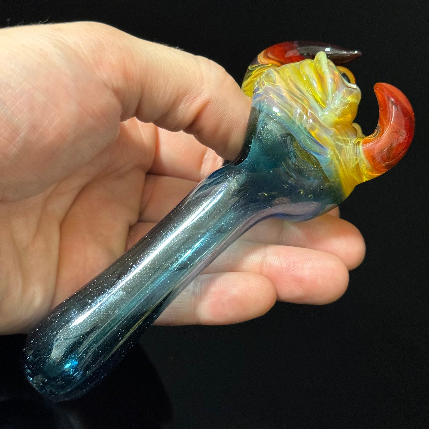 Sparkle Blue Eyeball Monster Glass Heady Pipe Hand Blown