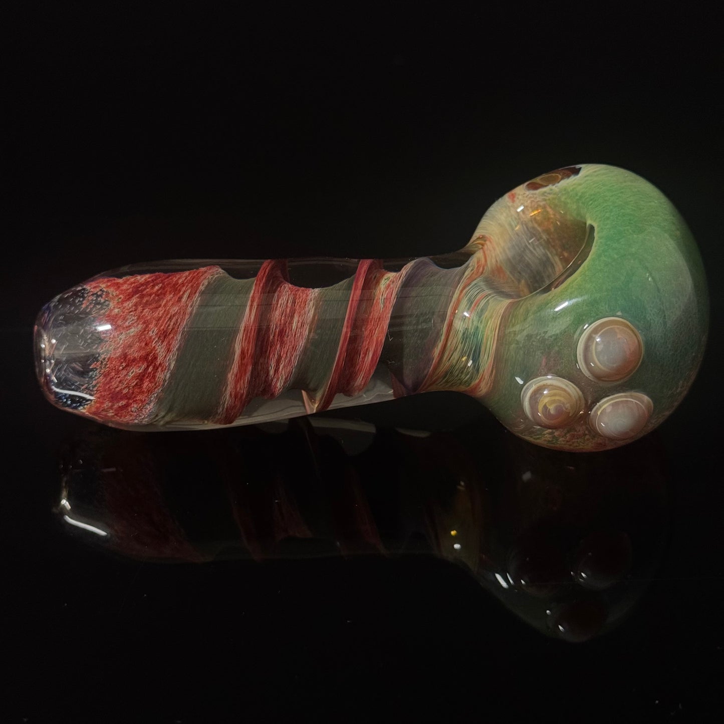 Multicolor Red & Green Twisted Inside Out Glass Pipe Heady Pipe Hand Blown Extra Thick