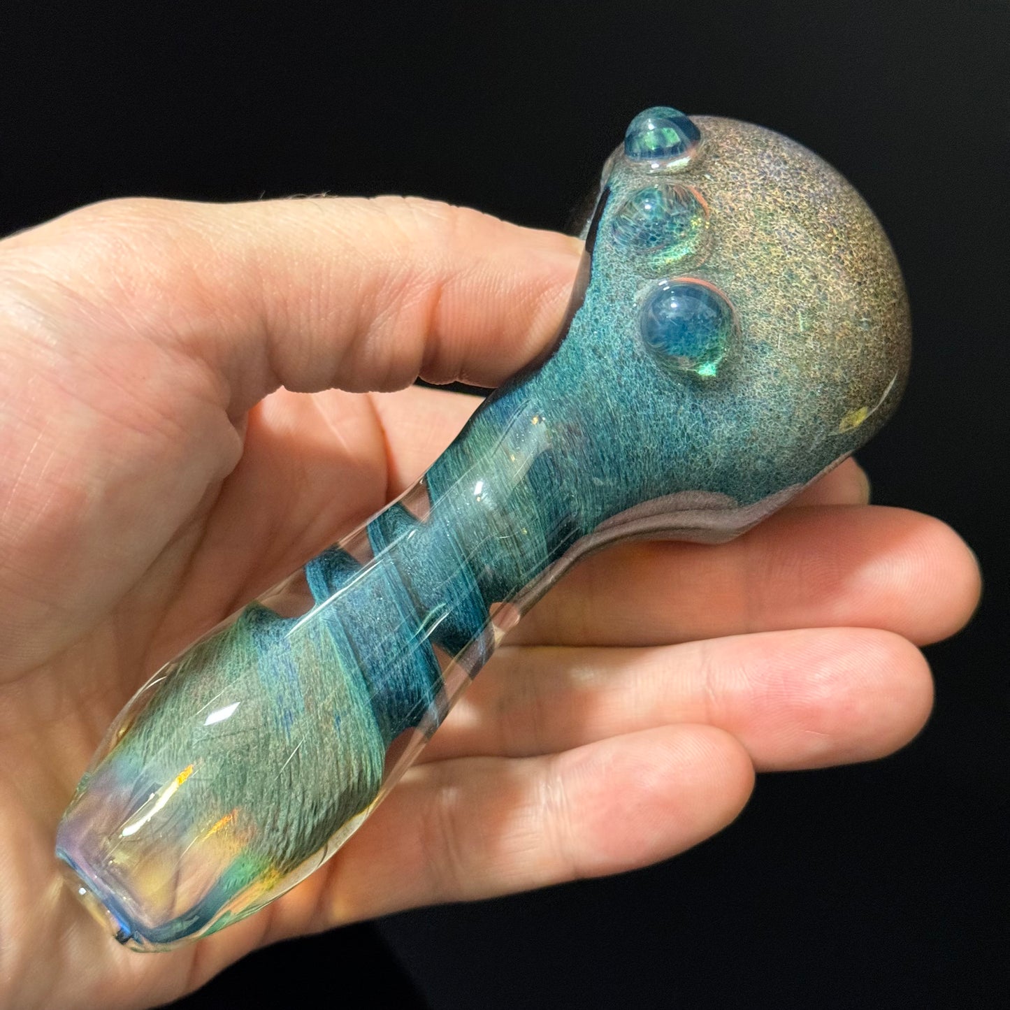 Multicolor Blue Twisted Inside Out Glass Pipe Heady Pipe Hand Blown Extra Thick