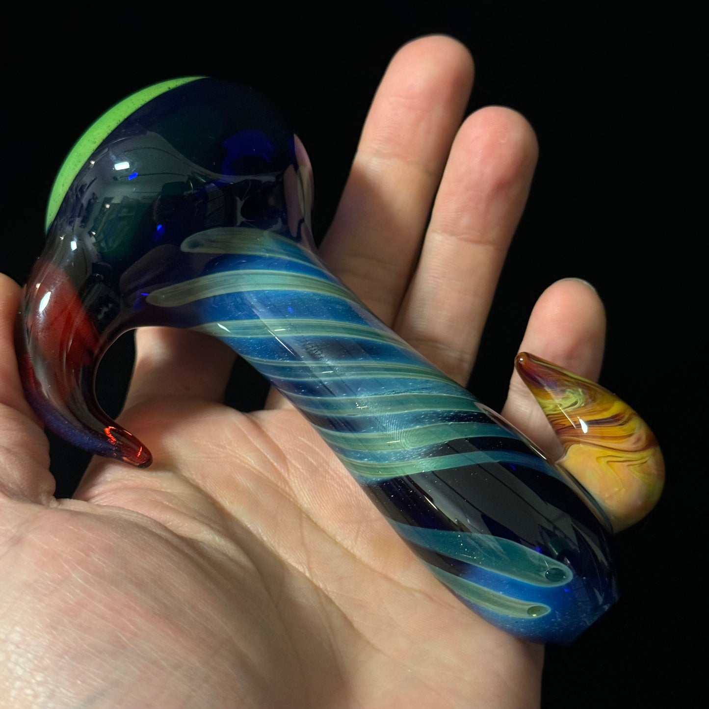 Slyme Bowl with Blue Cobalt Wrapped Color Glass Heady Pipe Hand Blown