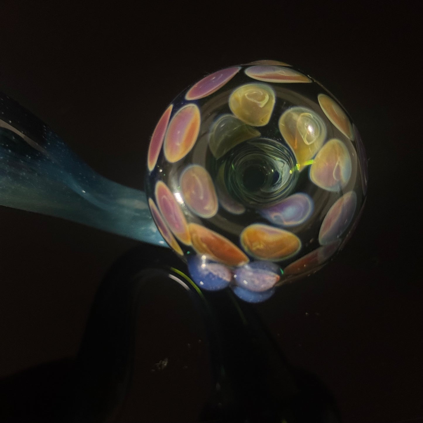 Galaxy Space Silver Fumed Green & Blue Glass Sherlock Pipe, Heady Hand Blown