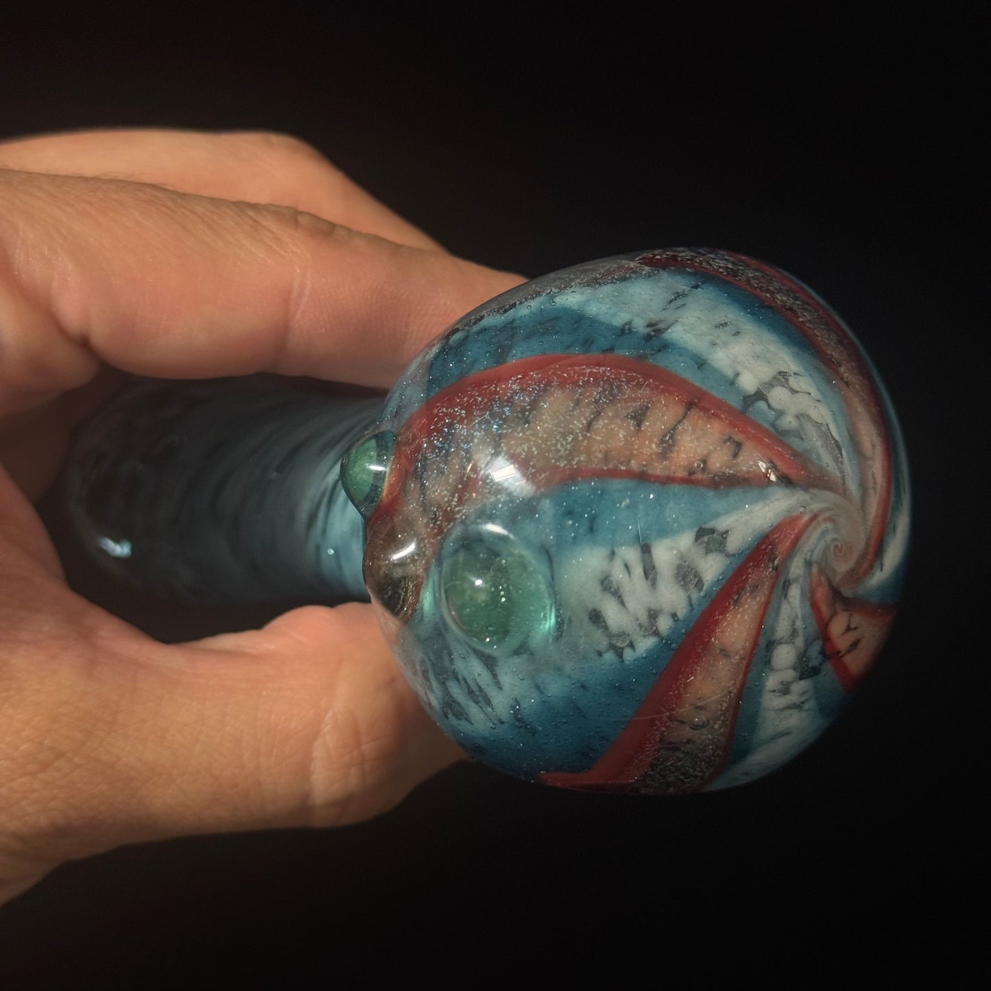 Heavy Inside out Sparkle Blue & White Glass Pipe Heady Pipe Hand Blown