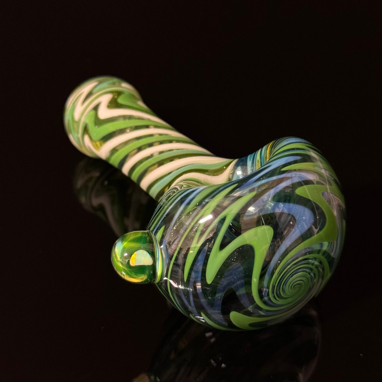 Full Linework Switchback Glass Pipe, Heady Hand Blown with An Opal