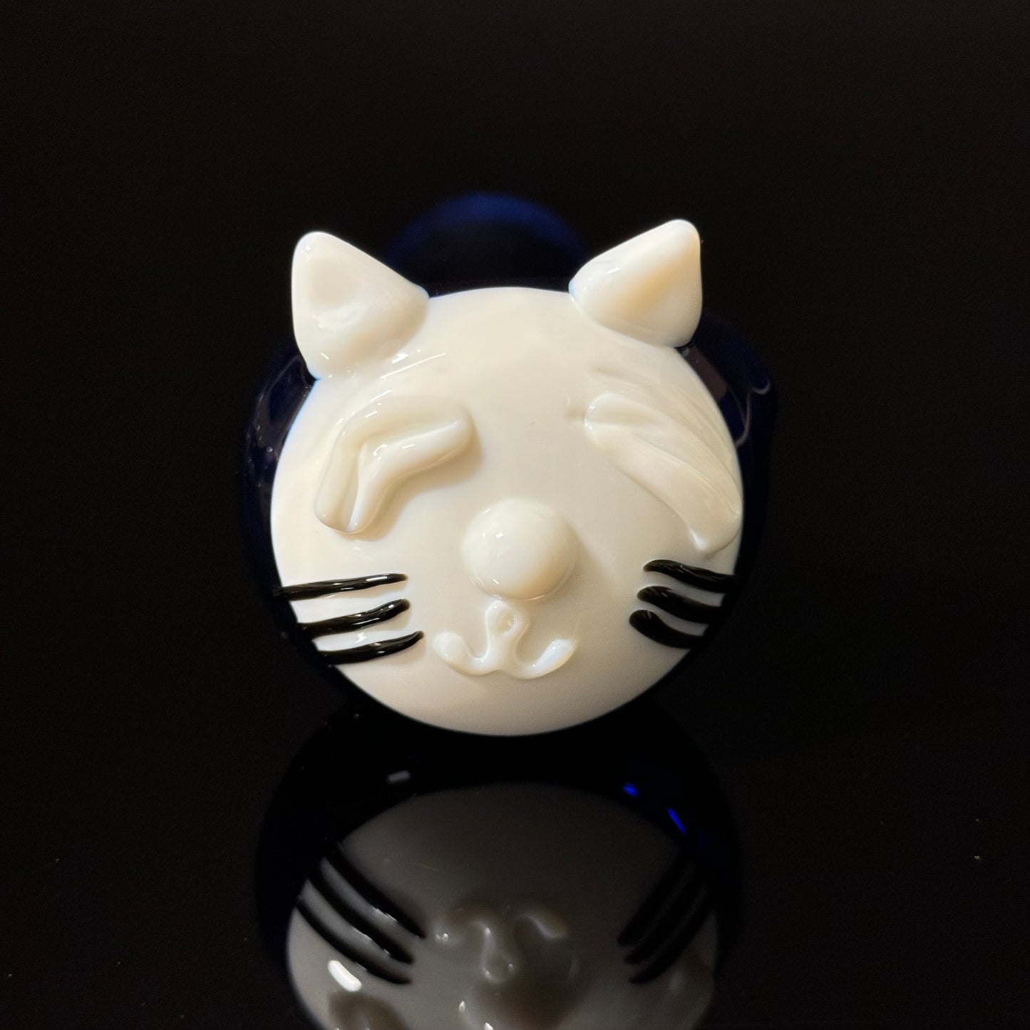 Cat Face White Glass Pipe Heady Pipe Hand Blown Cat Pipe