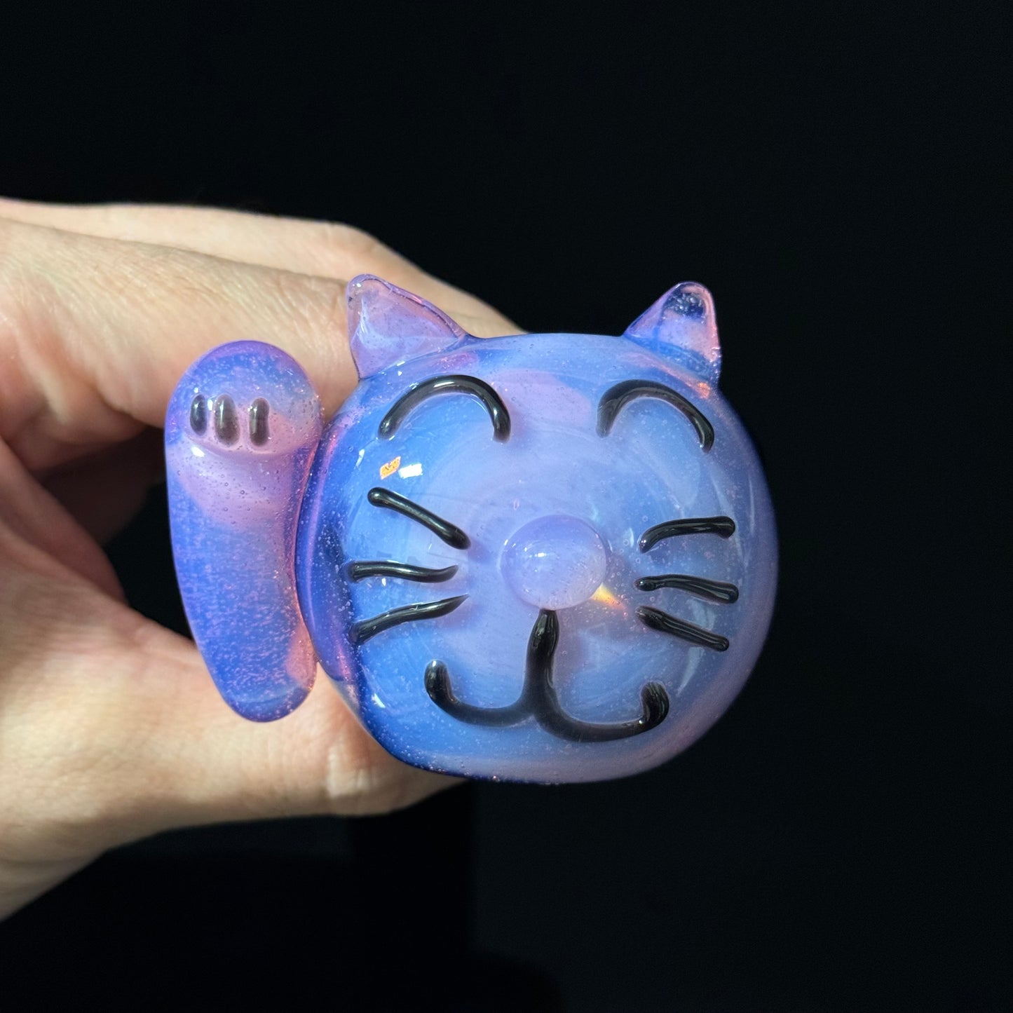 Cat Face Pink Slyme Glass Pipe Heady Pipe Hand Blown Cat Pipe