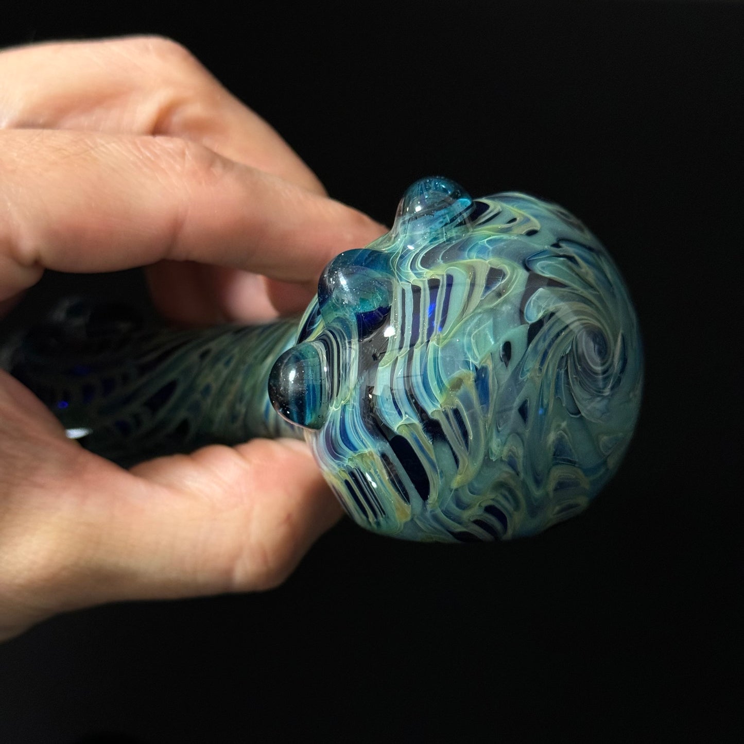 Blue Cobalt Wrapped Color Glass Heady Pipe Hand Blown