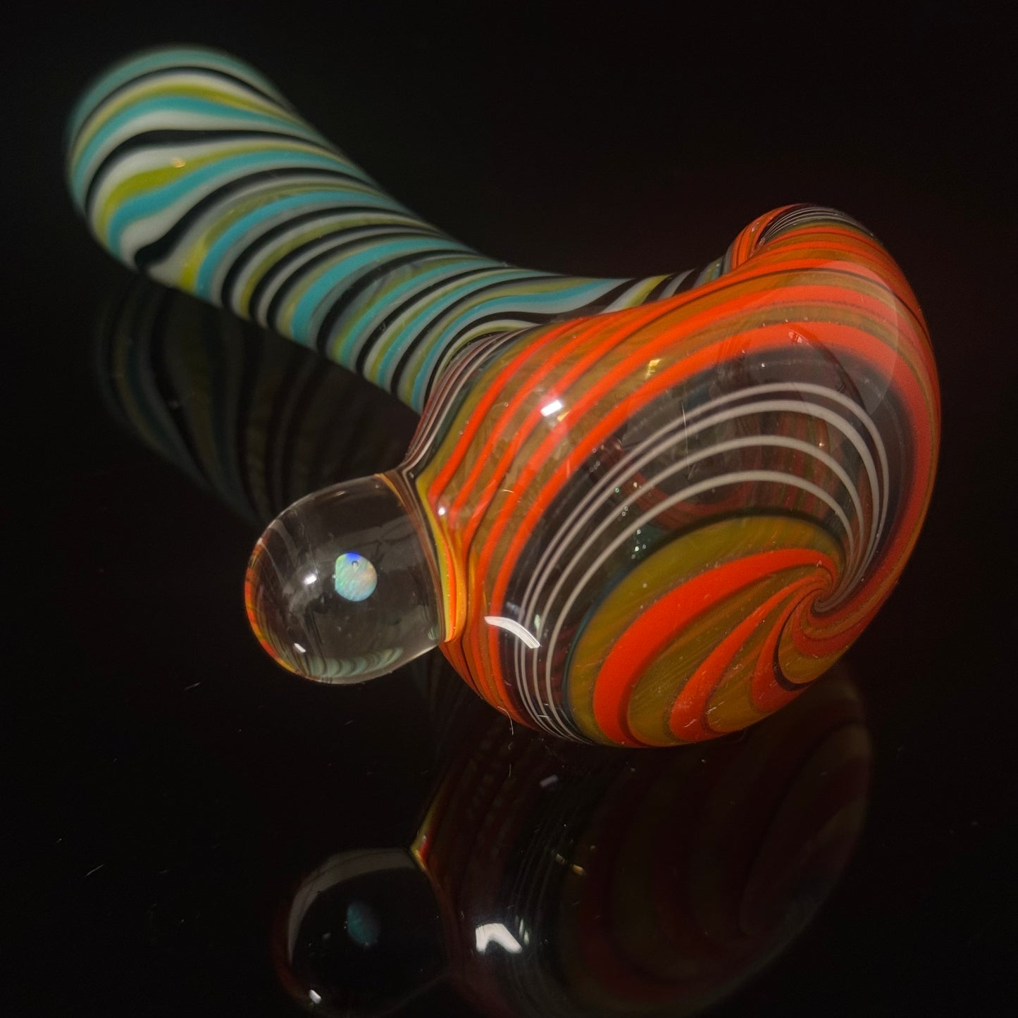 Full Linework Switchback Glass Pipe, Heady Hand Blown with An Opal