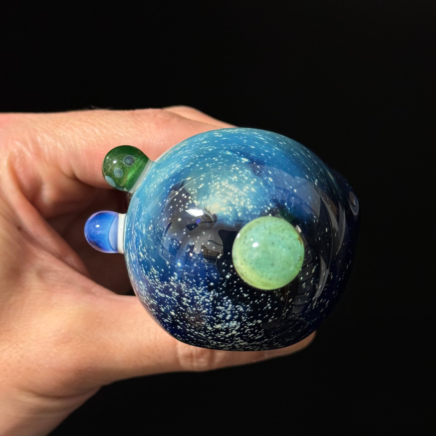 Blue Space Galaxy Nebula Glass Pipe Silver Fumed Glass Pipe, Heady Hand Blown