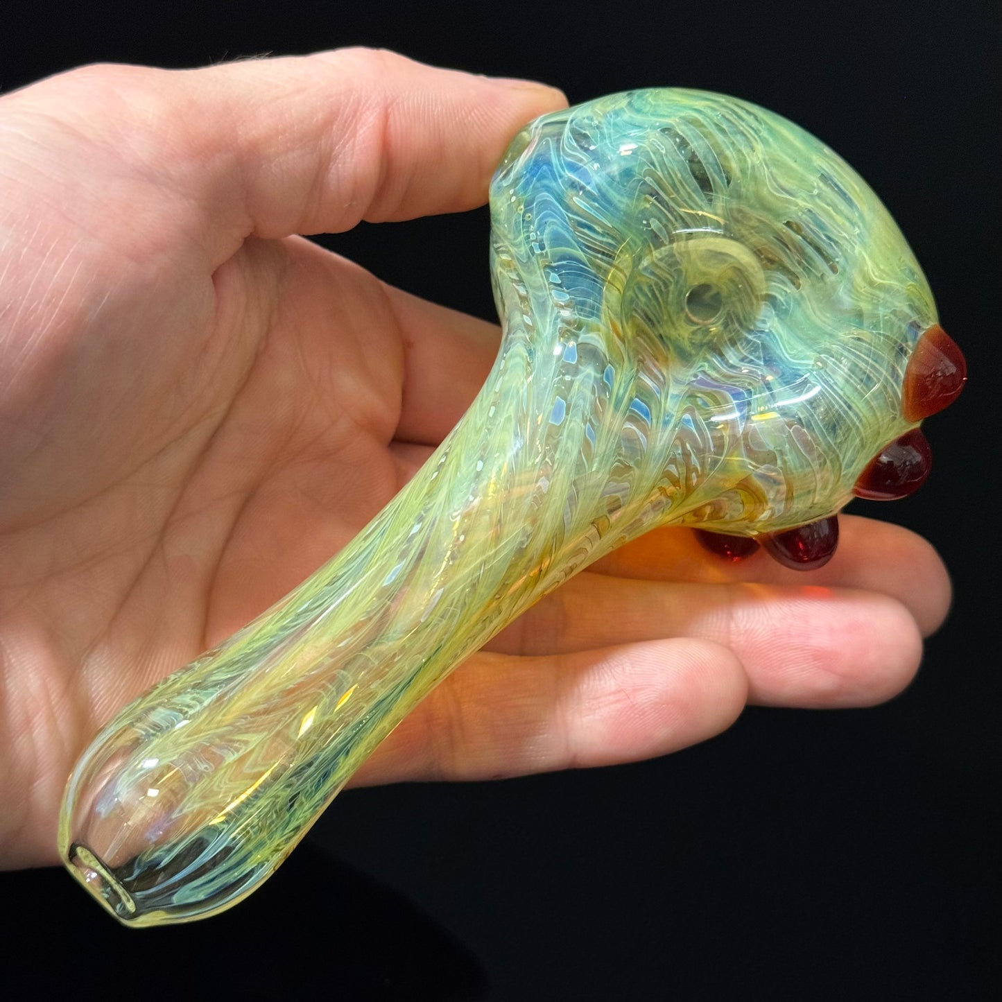 Wrap & Rake Color Changing Glass Heady Pipe Hand Blown